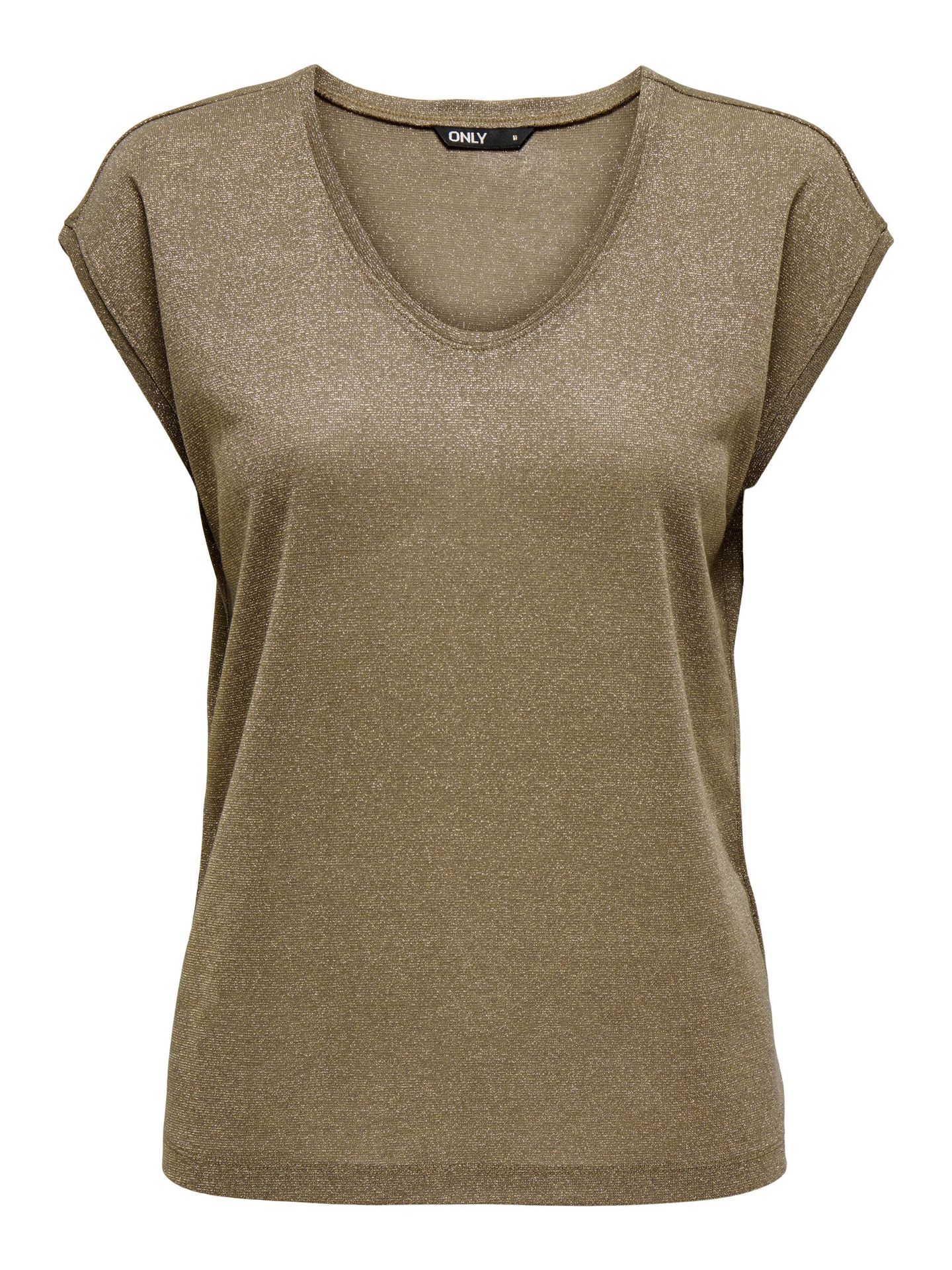 ONLSILVERY S/S V NECK LUREX TOP JRS