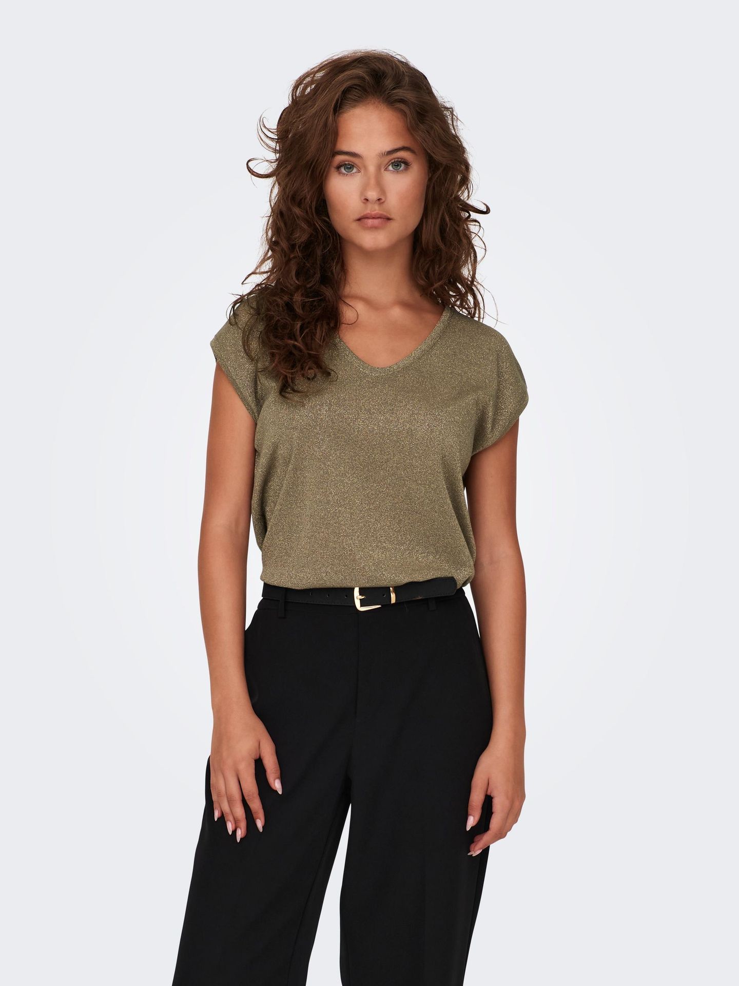 Only ONLSILVERY S/S V NECK LUREX TOP JRS Falcon/TONE IN TONE LUREX 2900140509020