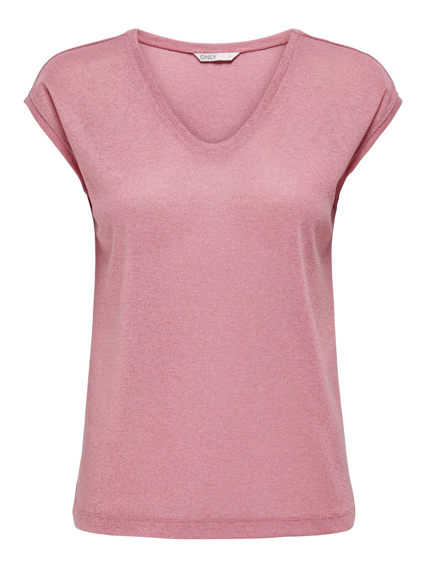 Only ONLSILVERY S/S V NECK LUREX TOP JRS Bonbon/Fuchsia Purple 00101897-EKA26011400002741