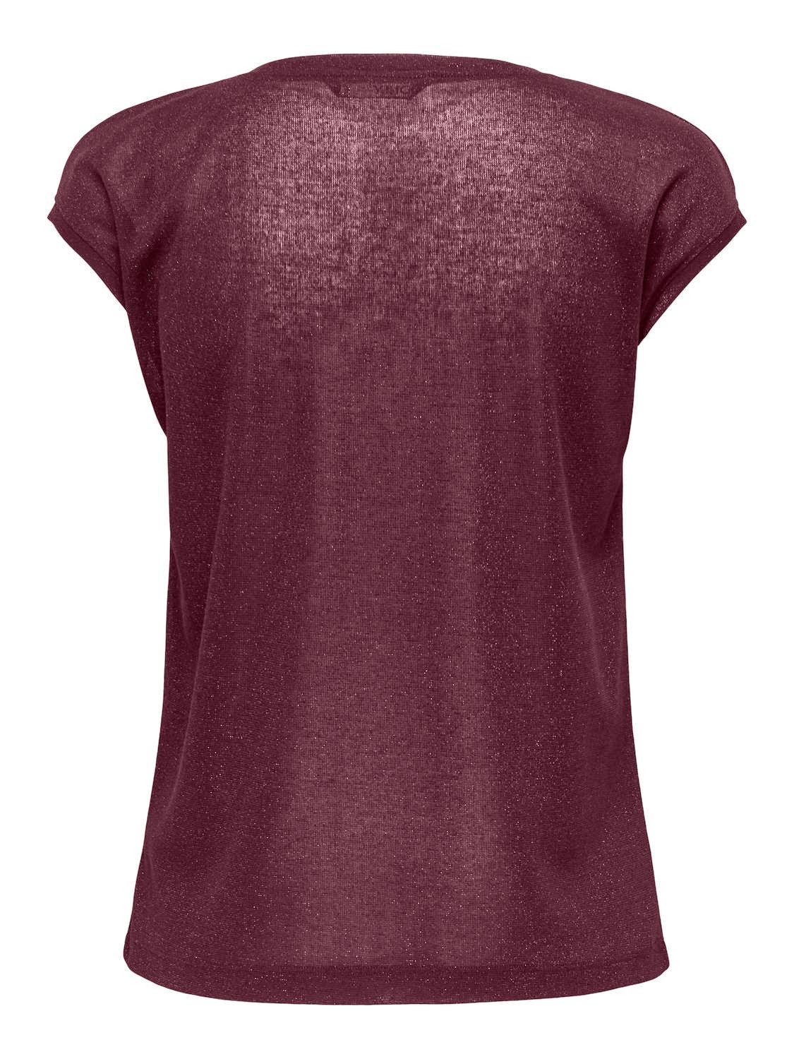Only ONLSILVERY S/S V NECK LUREX TOP JRS Burgundy 00101897-EKA26011400002980