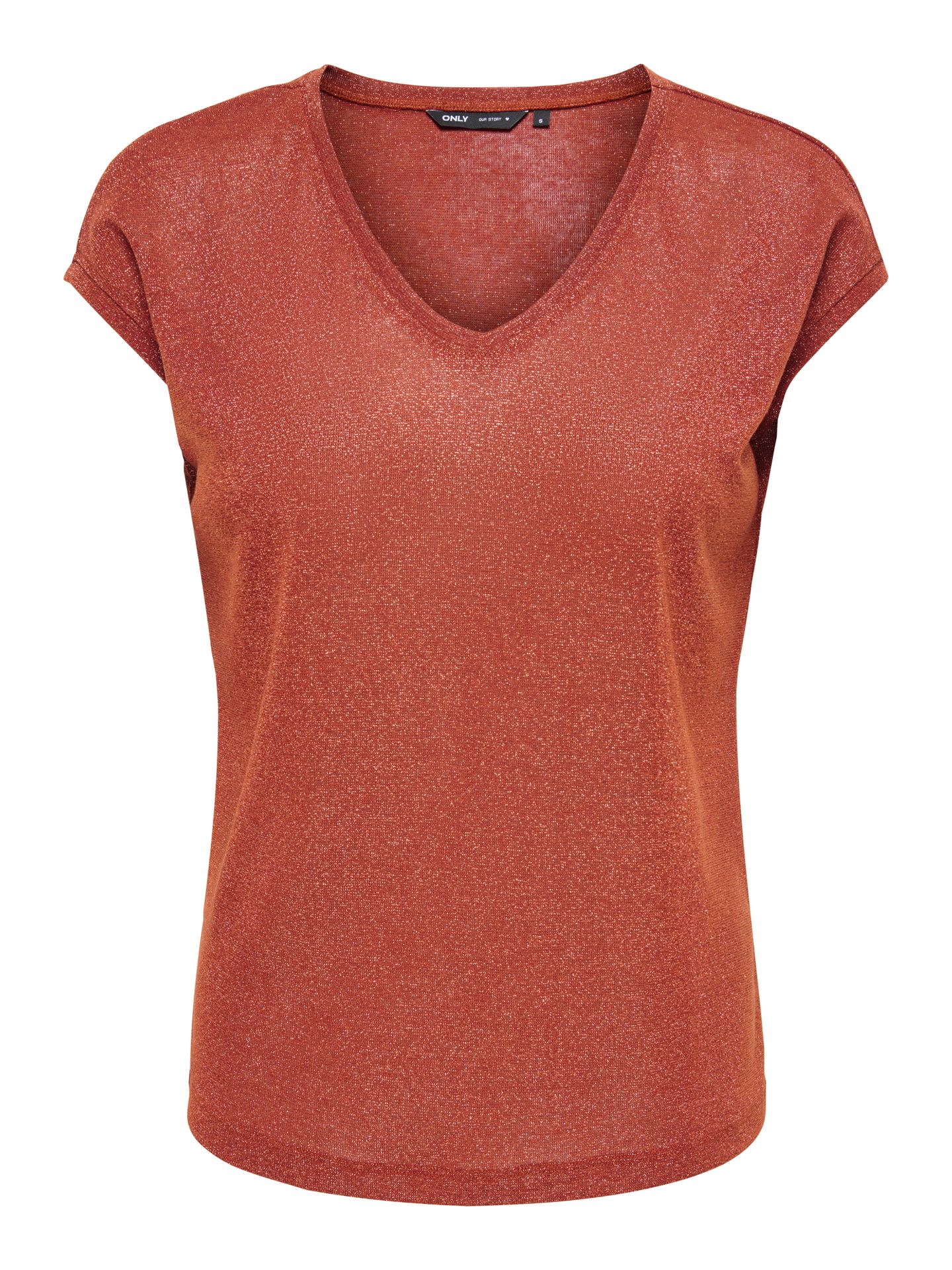 Only ONLSILVERY S/S V NECK LUREX TOP JRS Picante/TONE IN TONE LUREX 00101897-EKA26011400003627