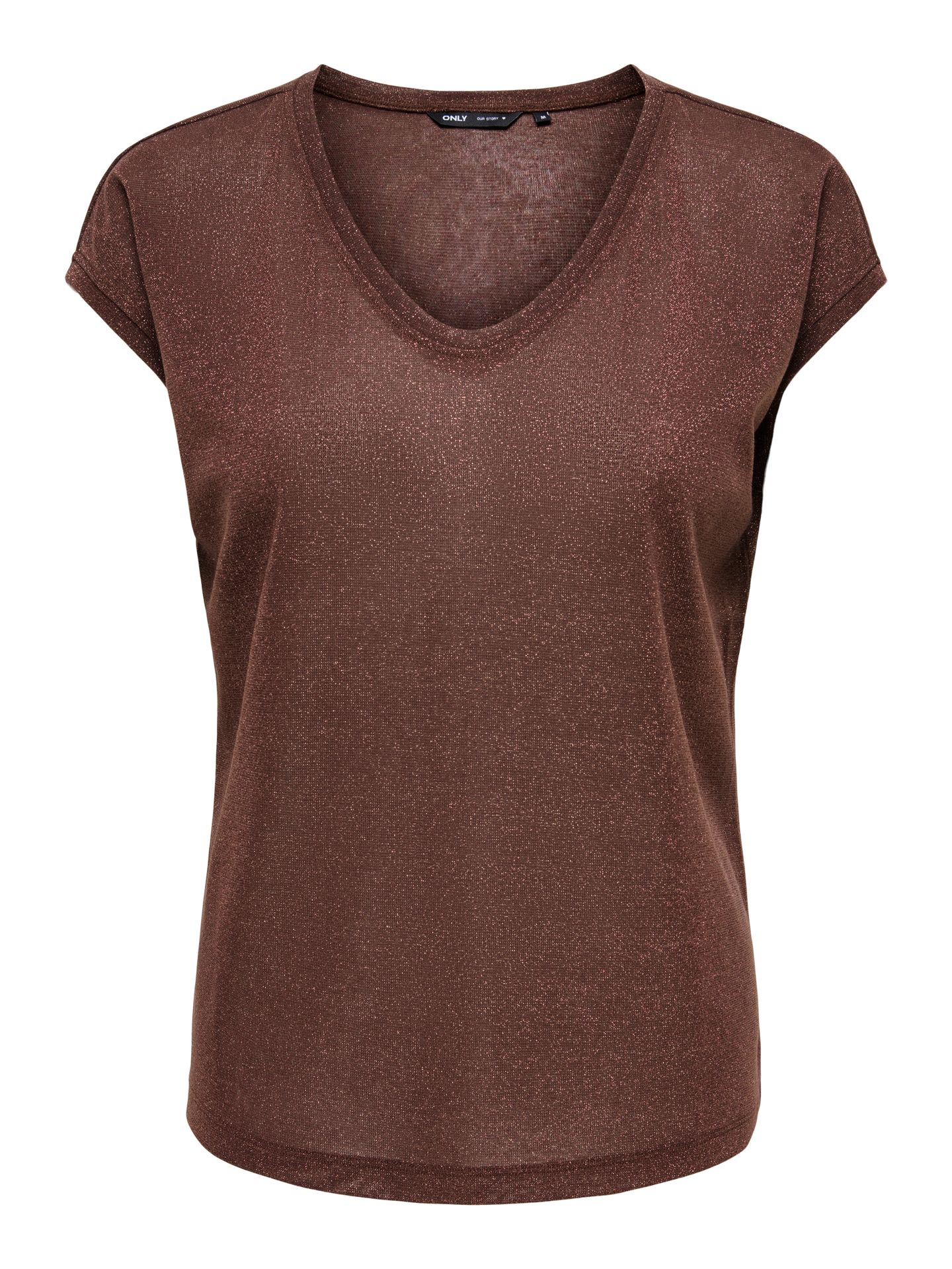 Only ONLSILVERY S/S V NECK LUREX TOP JRS Deep Mahogany/TONE IN TONE LUREX 00101897-EKA26011400003628