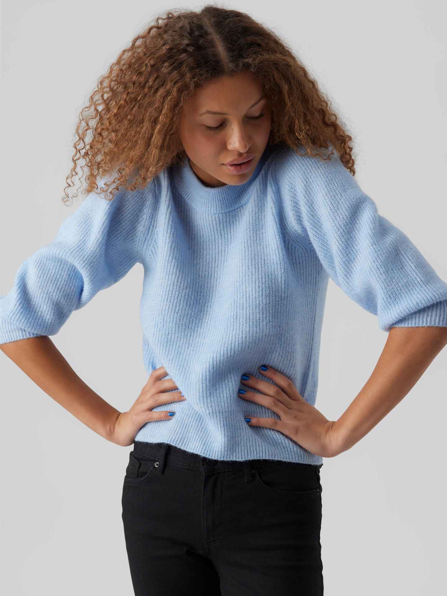 Vero Moda VMVIGGA 3/4 RIB PULLOVER GA BOO REP Skyway/MELANGE 00101920-EKA26011400001272