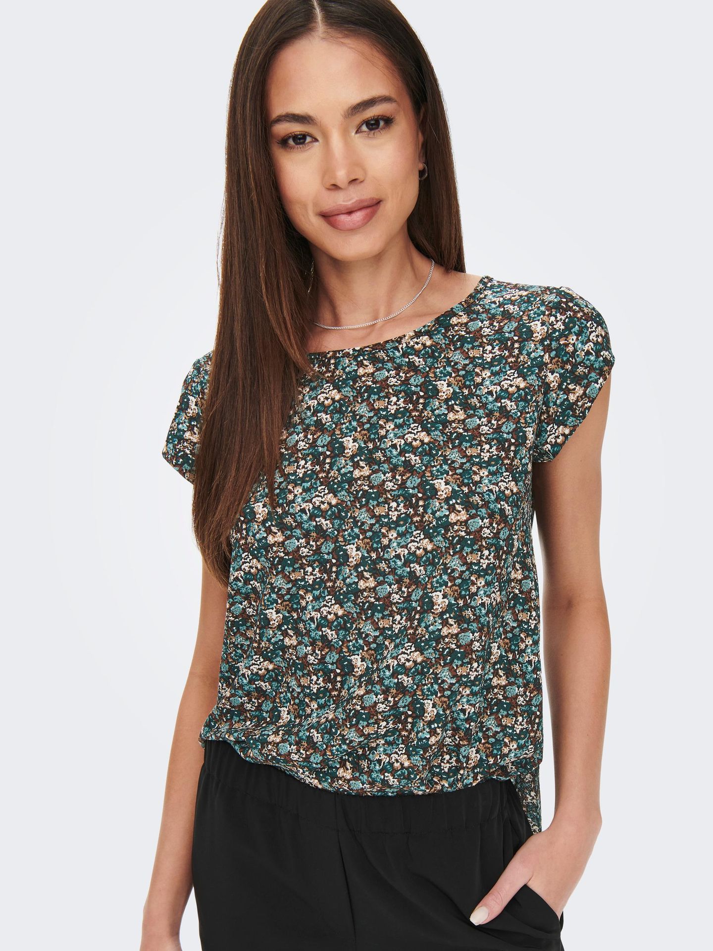 Only ONLVIC S/S AOP TOP NOOS PTM Balsam Green/FALL DITSY 2900140014012