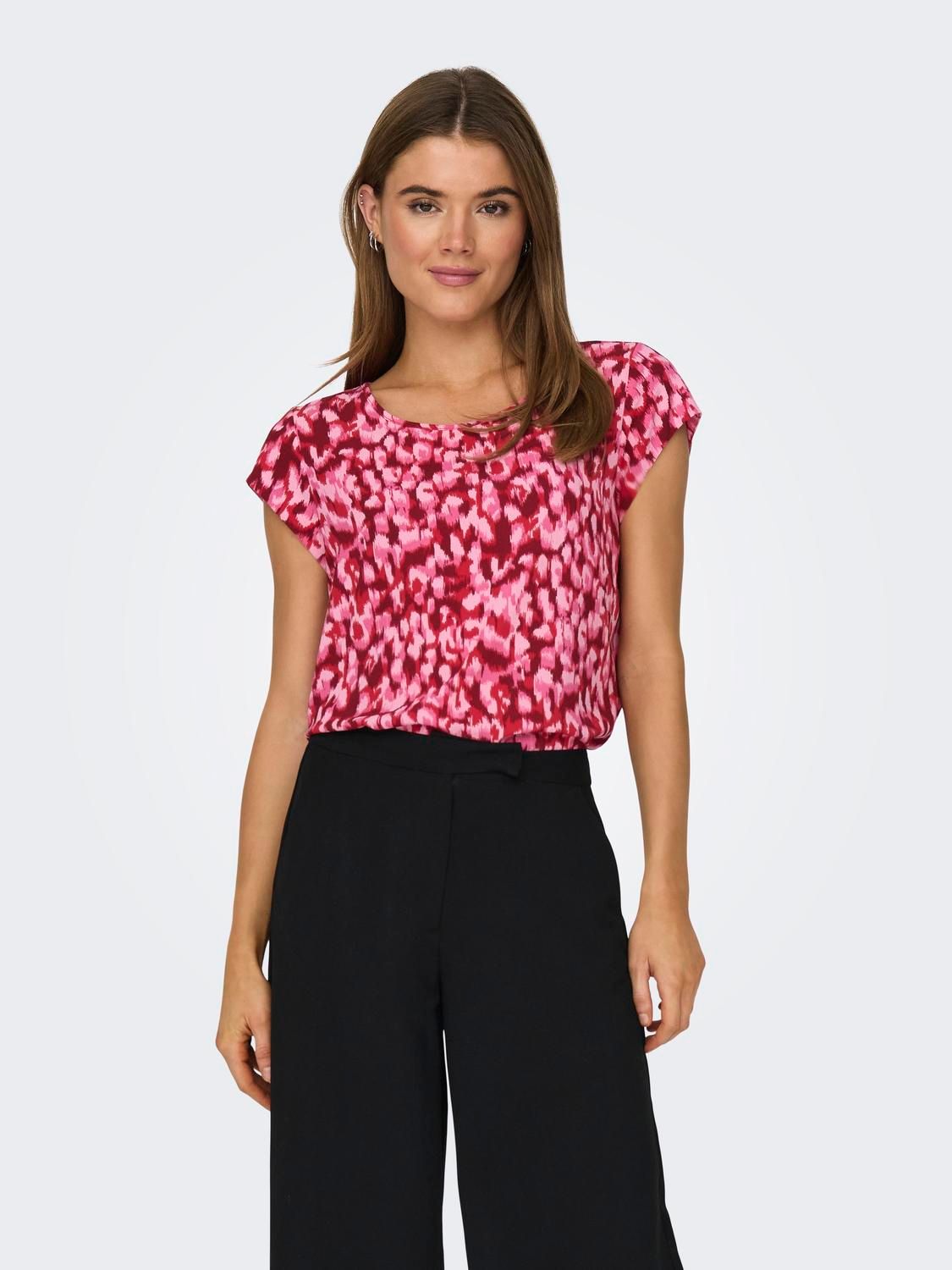 Only ONLVIC S/S AOP TOP NOOS PTM Lipstick Red/City leo 2900146328038