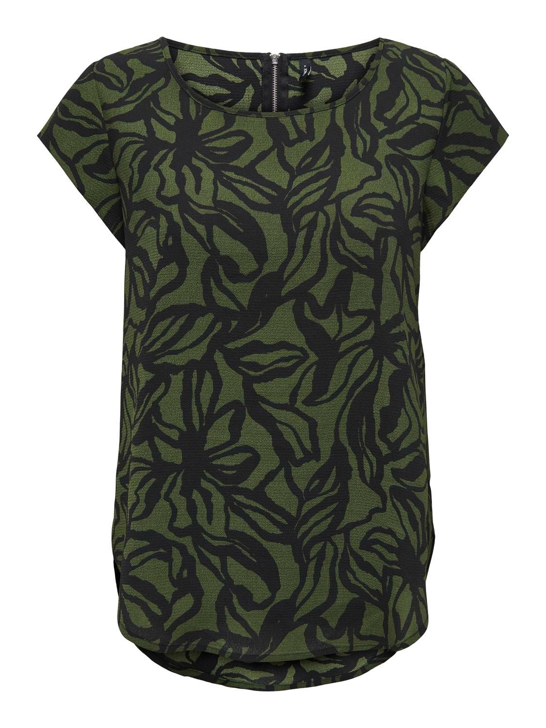 Only ONLVIC S/S AOP TOP NOOS PTM Rifle Green/Bloom drawing 00101962-EKA26011400002413