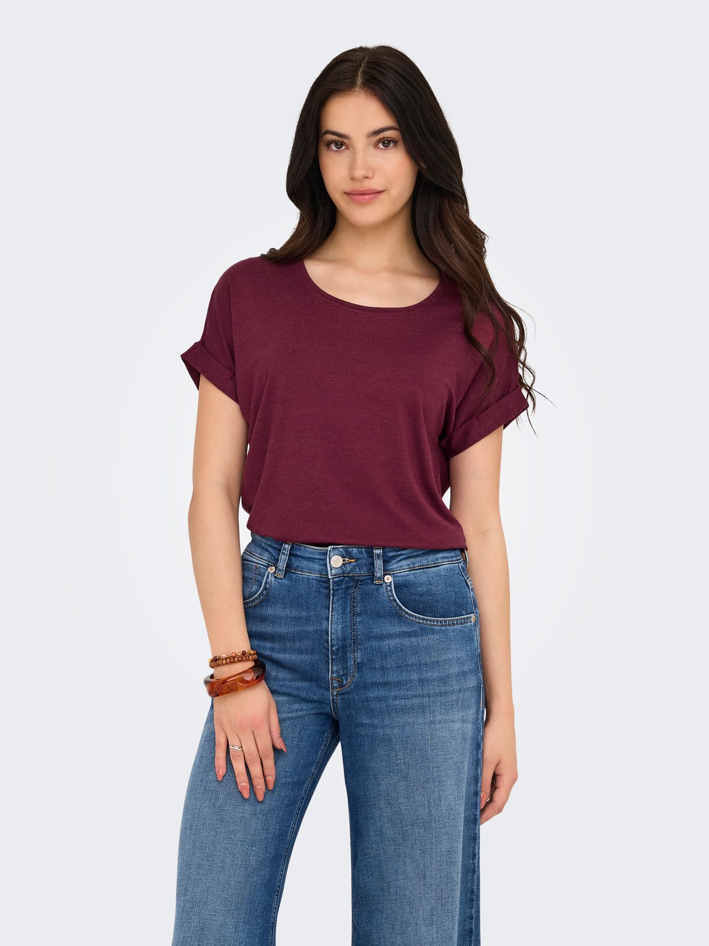 Only ONLMOSTER S/S O-NECK TOP NOOS JRS Burgundy 2900157571058