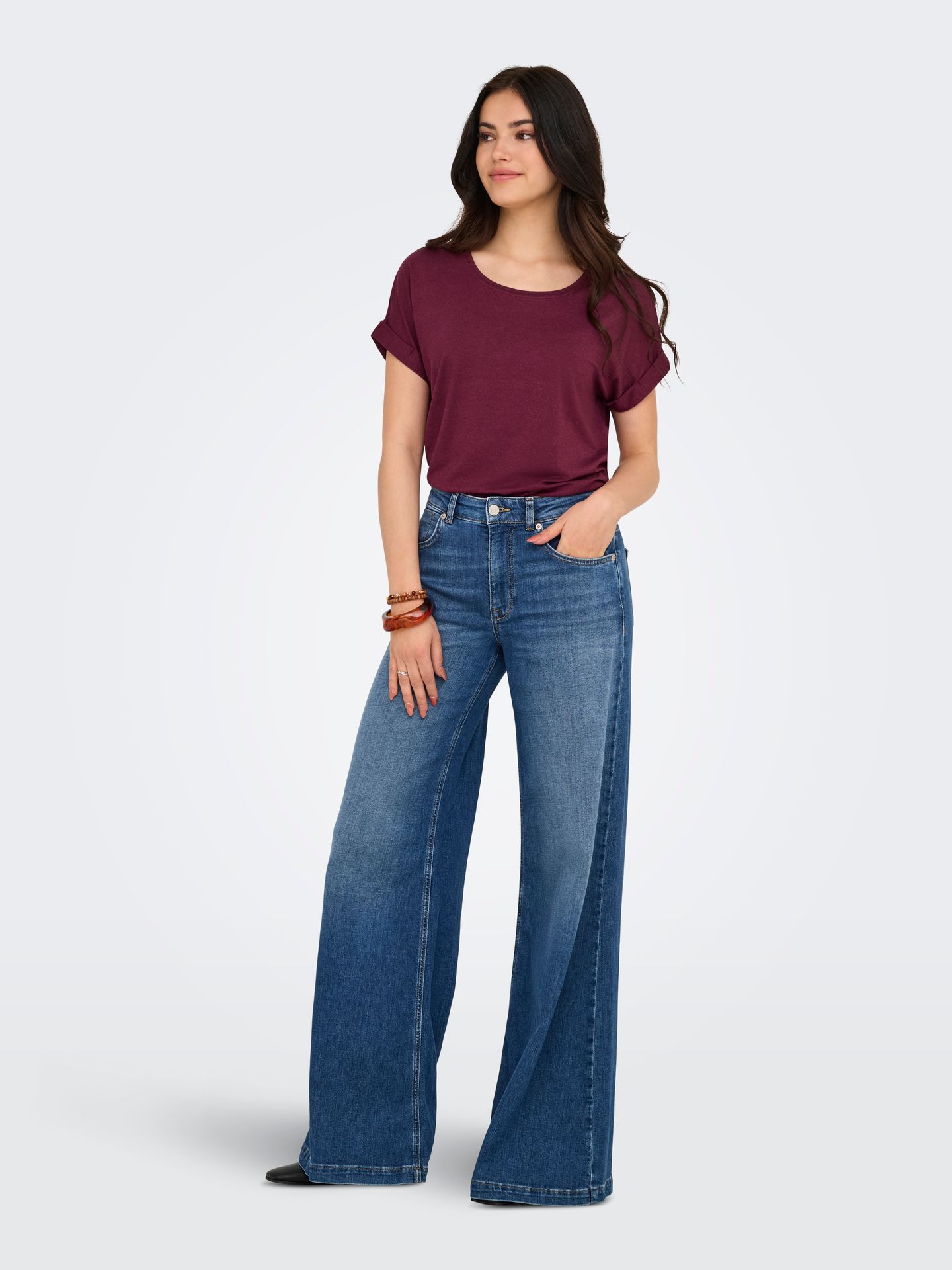 Only ONLMOSTER S/S O-NECK TOP NOOS JRS Burgundy 2900157571058