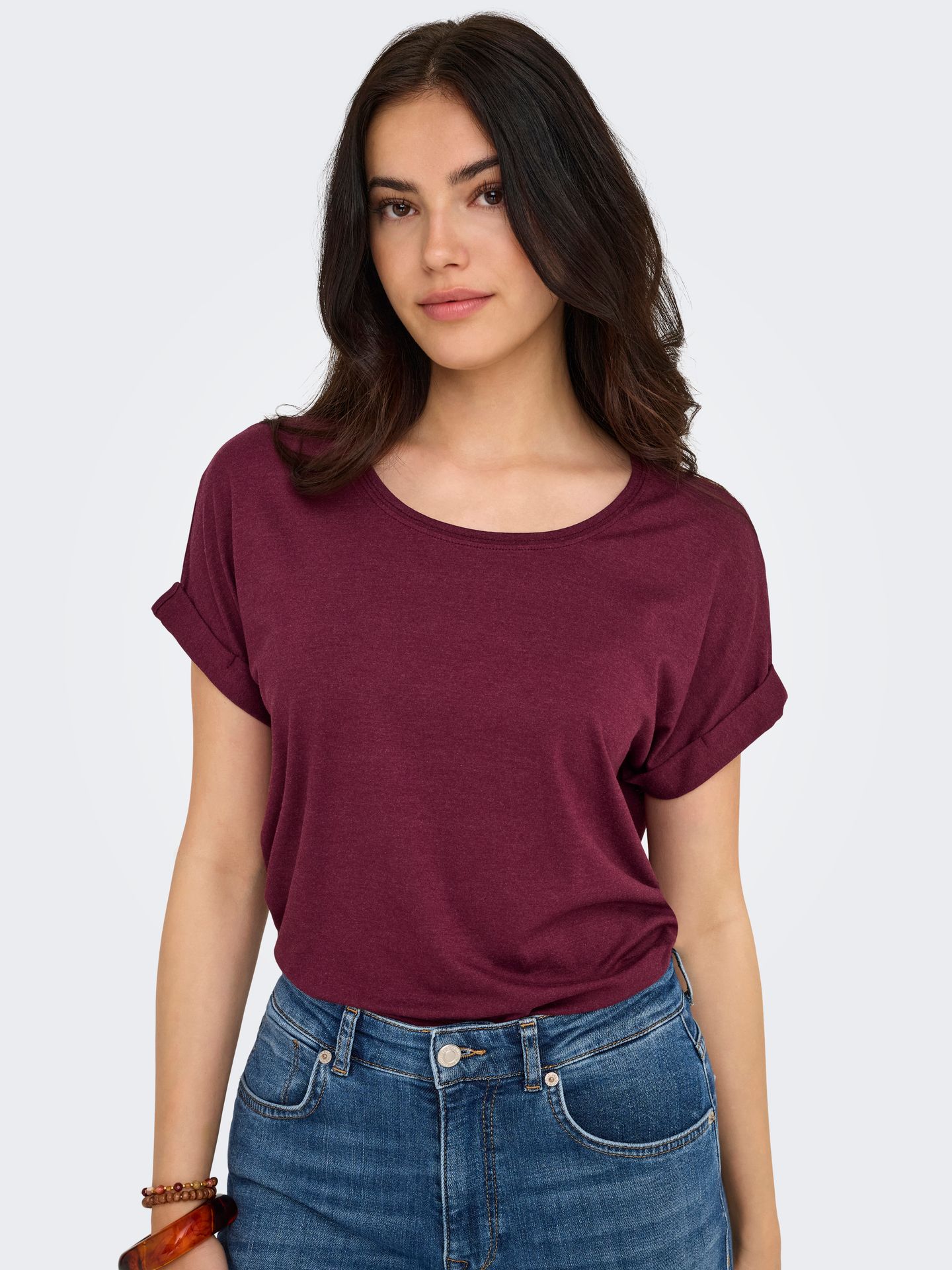 Only ONLMOSTER S/S O-NECK TOP NOOS JRS Burgundy 2900157571058