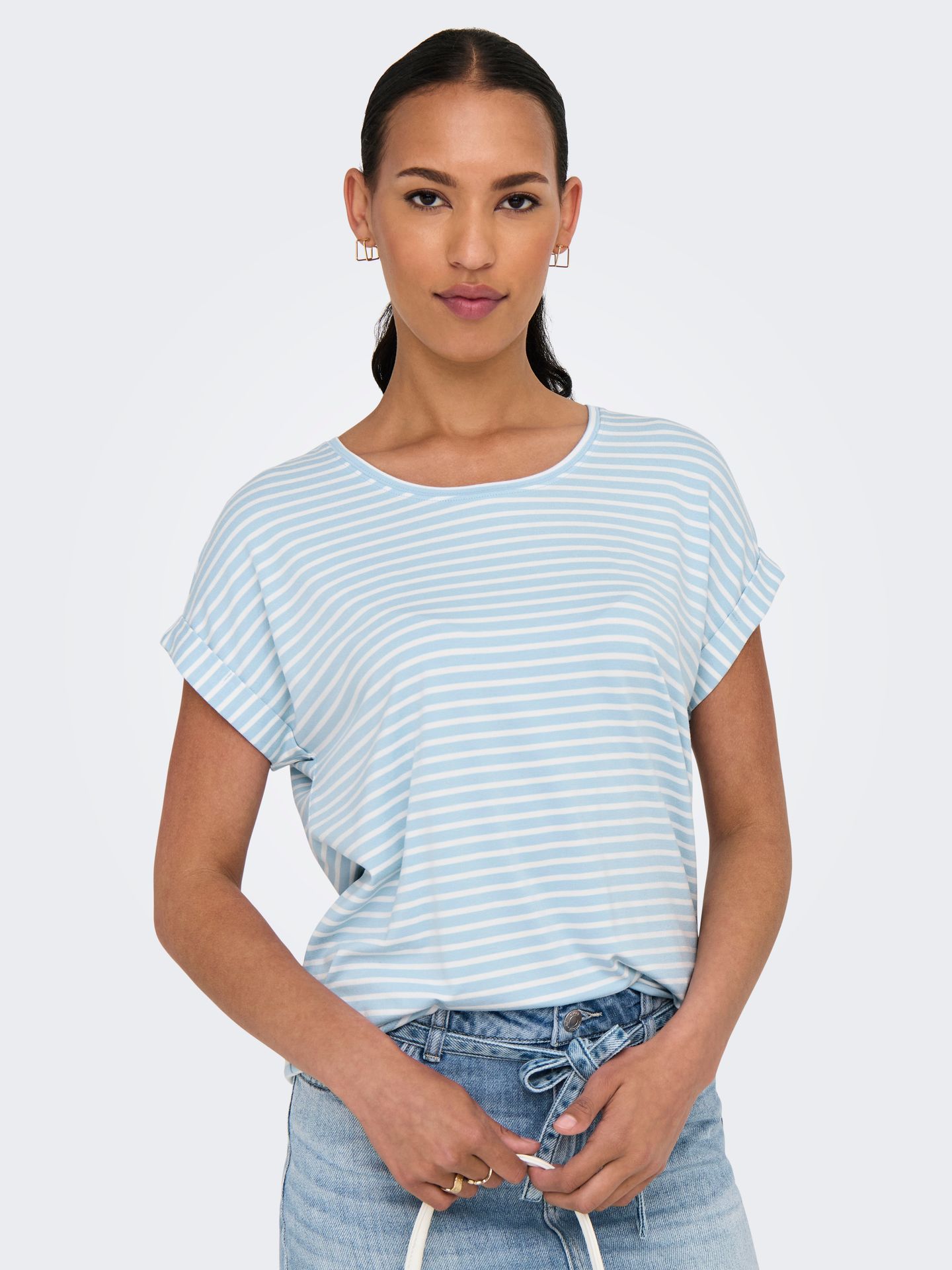 Only ONLMOSTER STRIPE S/S O-NECK TOP JRS Clear Sky/Relax 00101964-EKA26011400001515