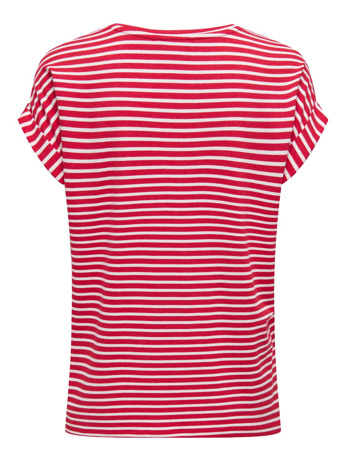 Only ONLMOSTER STRIPE S/S O-NECK TOP JRS Lychee/CLOUD DANCER 2900162573047