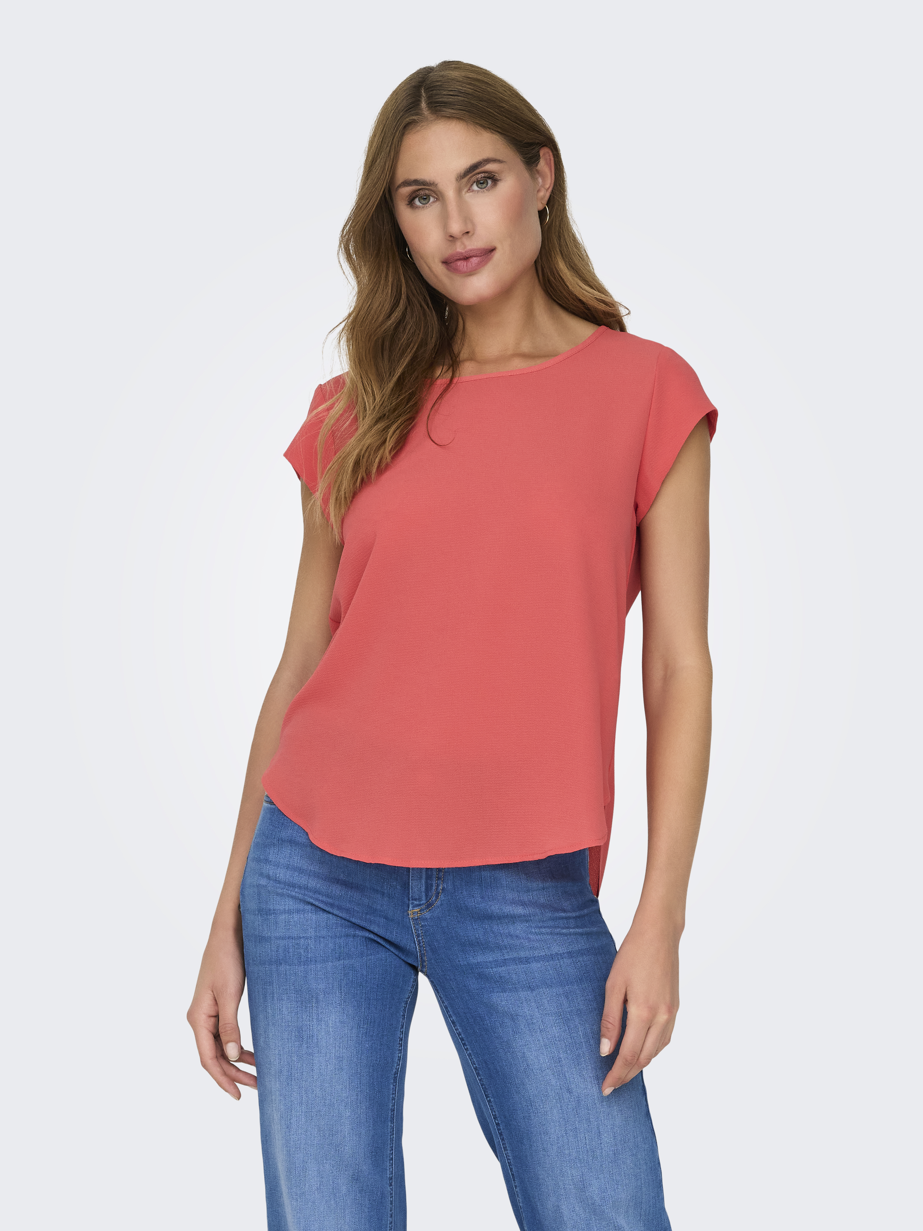 ONLY Damen Onlvic T-Shirt – Kurzarm, Rundhals, Potpourri, Größe 38, Mit Reißverschluss-Detail