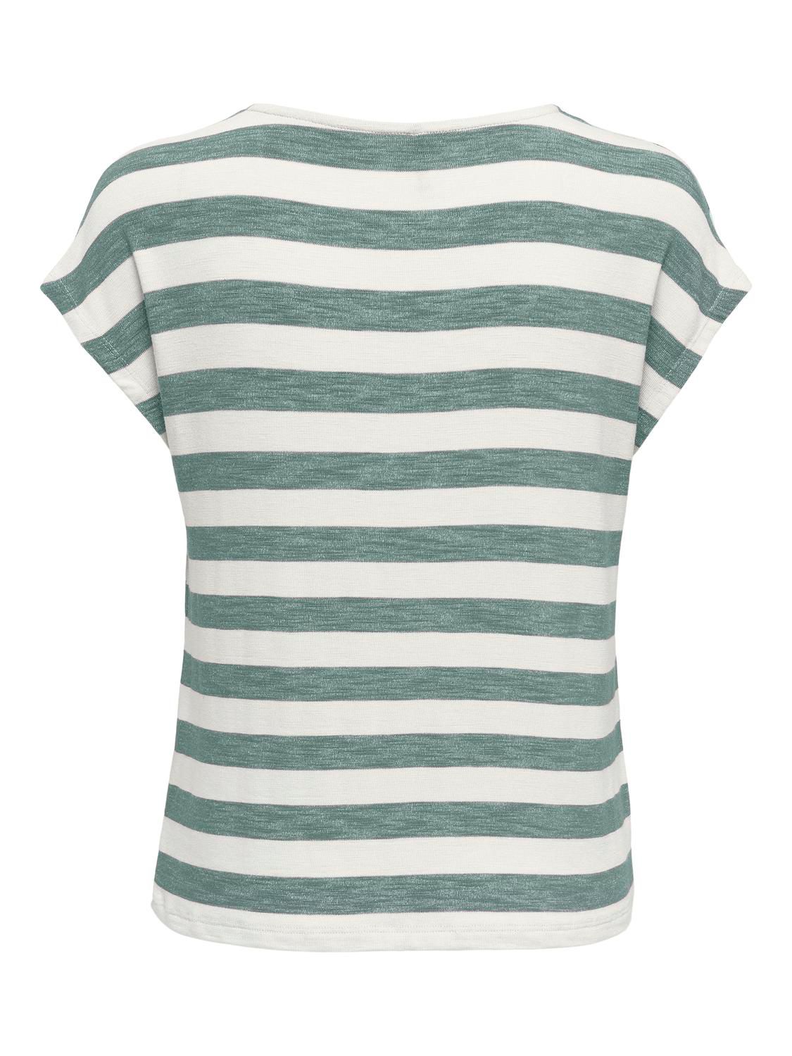Only ONLLIRA LIFE S/S V-NECK TOP JRS Chinois Green/Cloud dancer 2900145055065