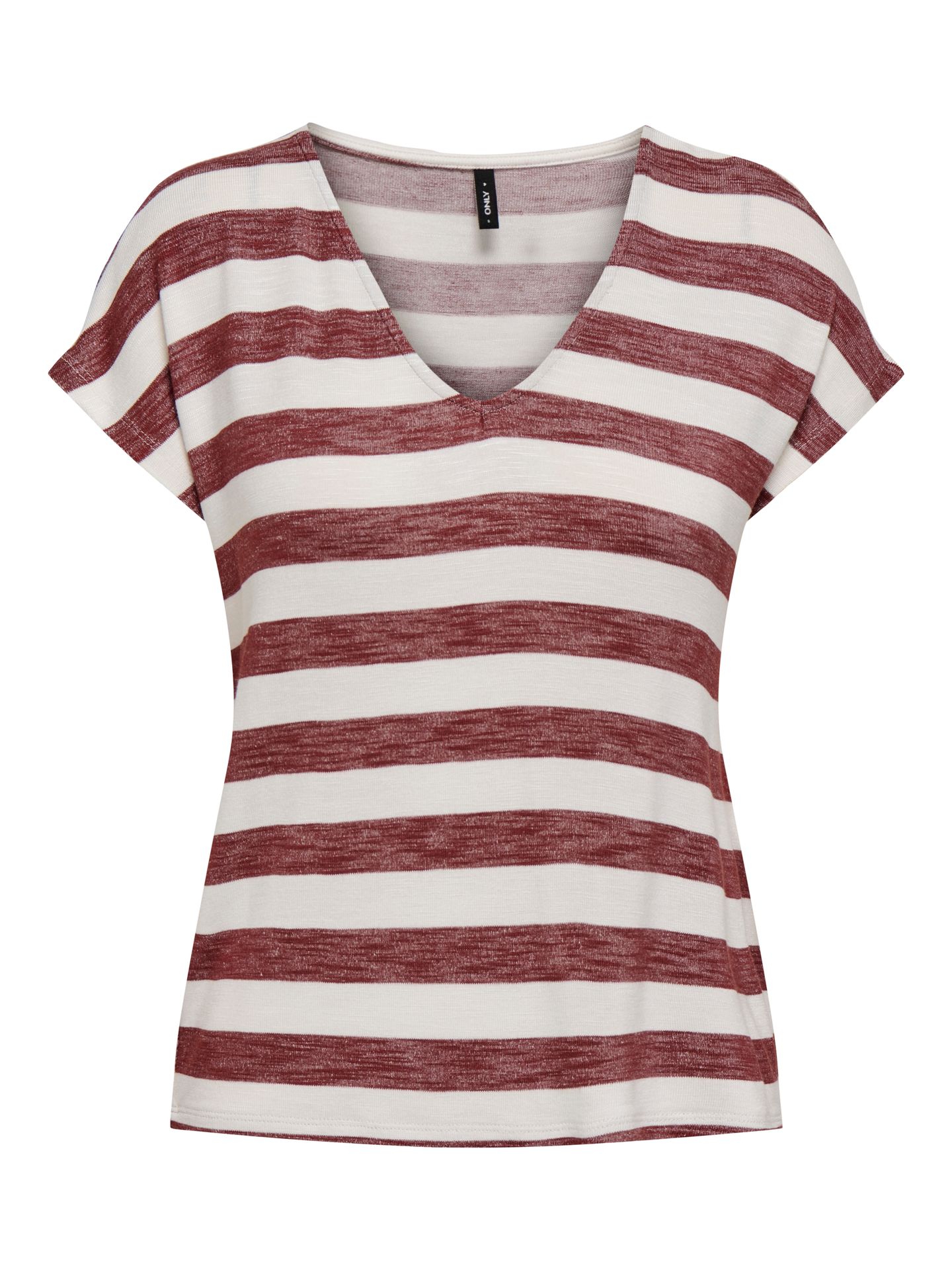 Only ONLLIRA LIFE S/S V-NECK TOP JRS Spiced Apple/Cloud dancer 2900162766029