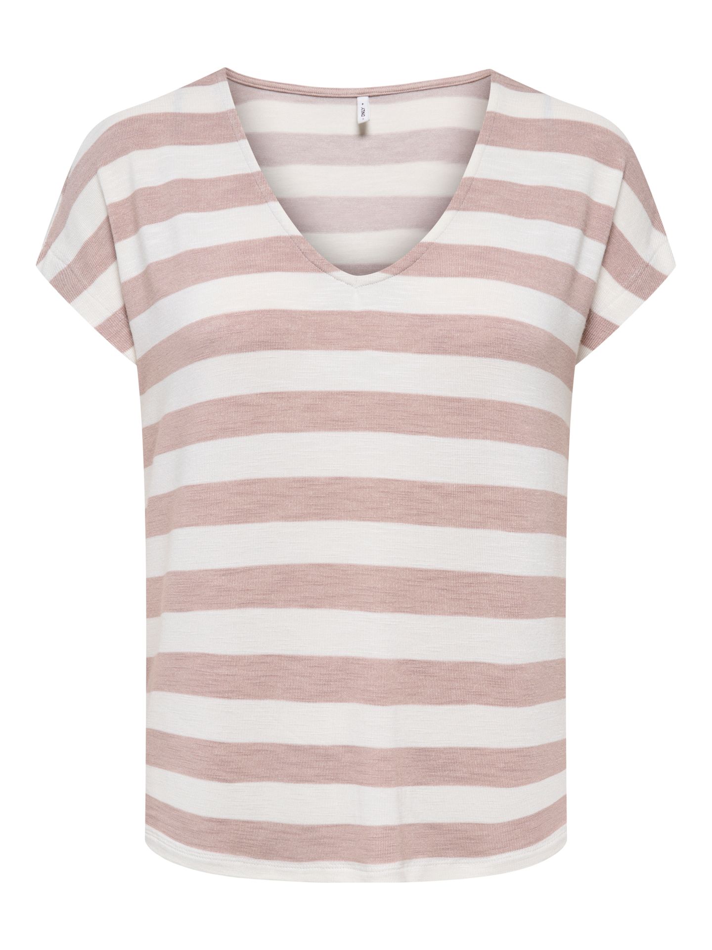 Only ONLLIRA LIFE S/S V-NECK TOP JRS Adobe Rose/Cloud dancer 2900162767026