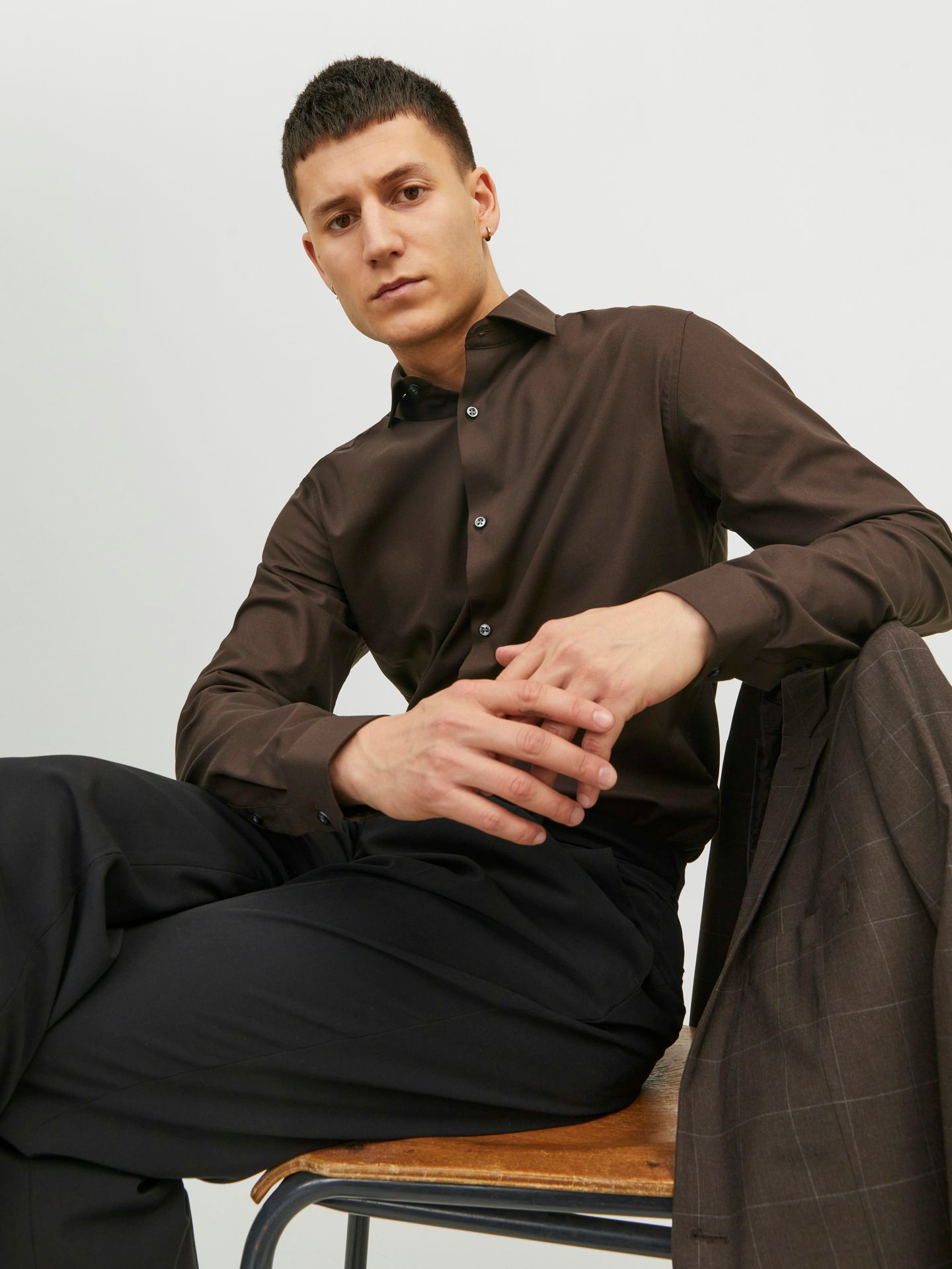 Jack & Jones JPRBLAPARKER SHIRT L/S NOOS Chocolate Torte/SLIM FIT 2900167990023
