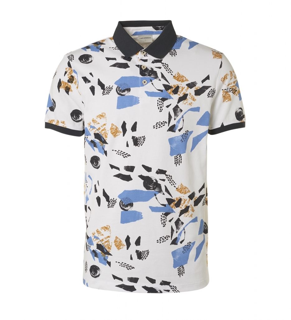 No Excess Polo Pique Allover Printed Washed Blue 137 00102057-EKA14000100000019