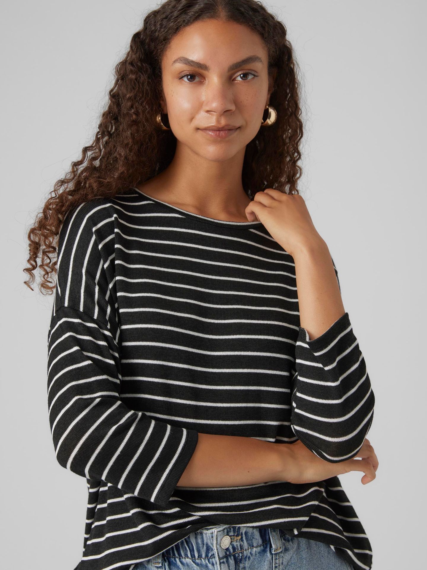 Vero Moda VMBRIANNA 3/4 PULLOVER BOO REP Black/W. SNOW WHITE 2900144894030