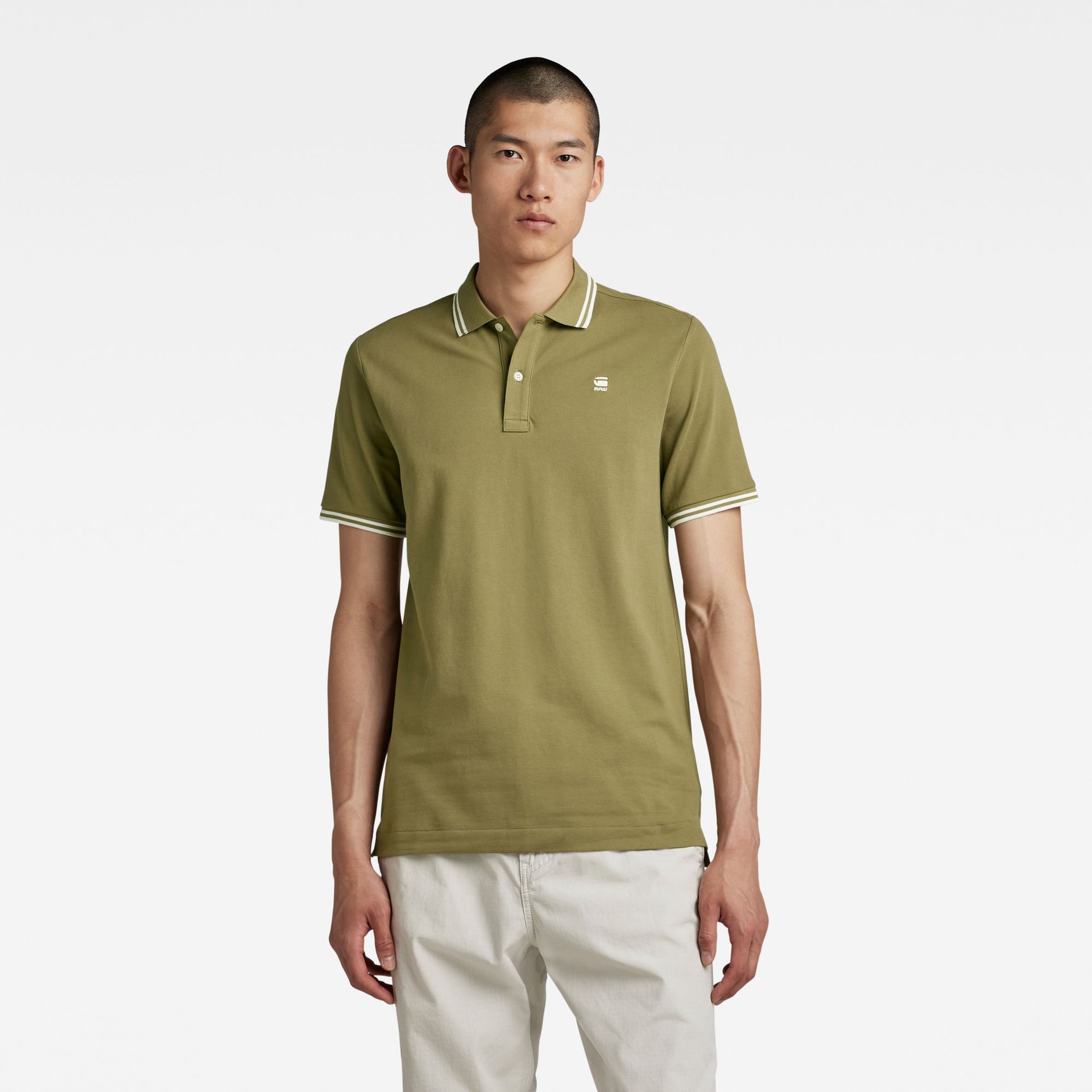 G-star Raw Dunda slim stripe polo s\s B212 smoke olive 00102412-EKA07001300000055