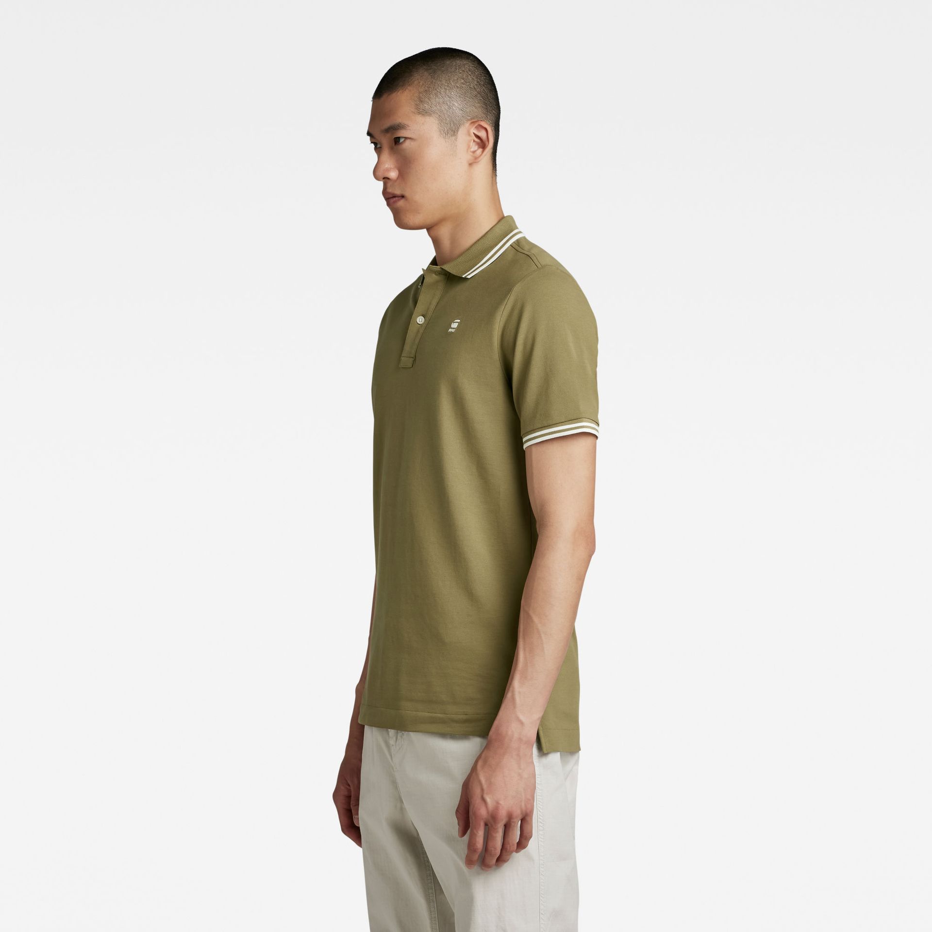 G-star Raw Dunda slim stripe polo s\s B212 smoke olive 2900135847038