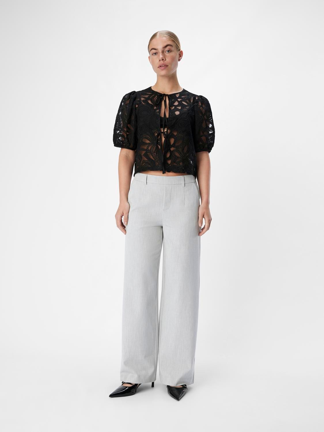 Object OBJLISA WIDE PANT NOOS Light Grey Melange 2900153384027