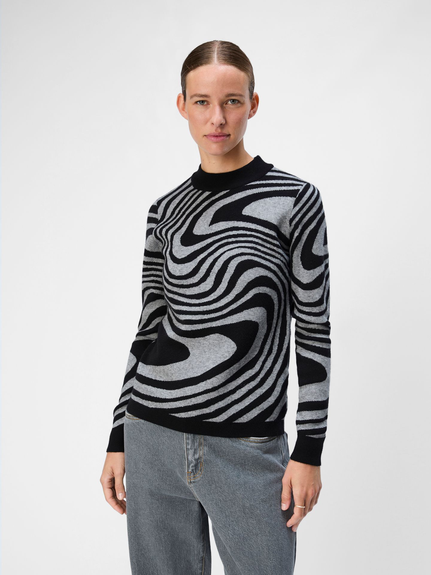 OBJRAY L/S  KNIT PULLOVER AOP NOOS