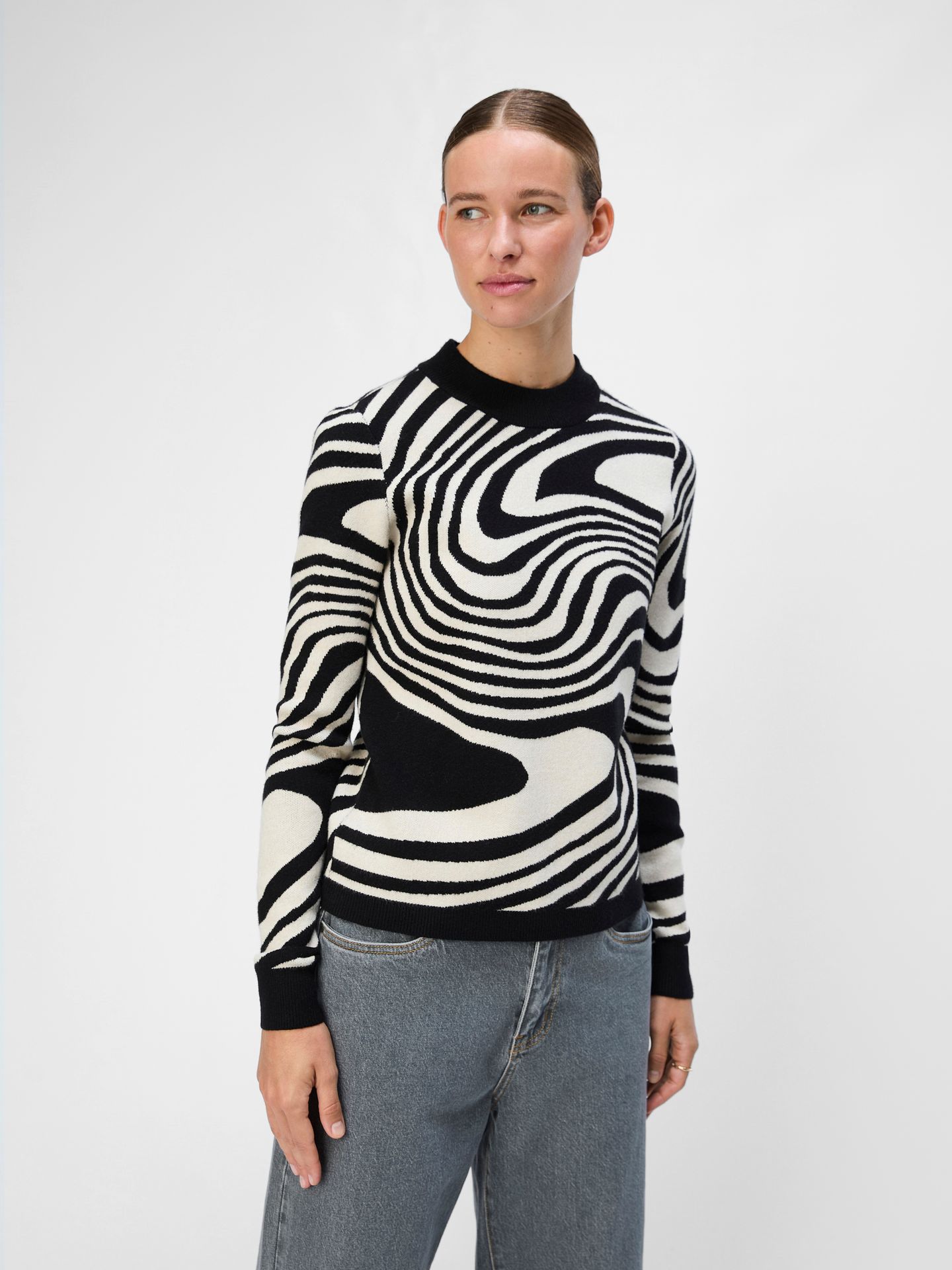 Object OBJRAY L/S  KNIT PULLOVER AOP NOOS Black/Sandshell zebra 2900151074043