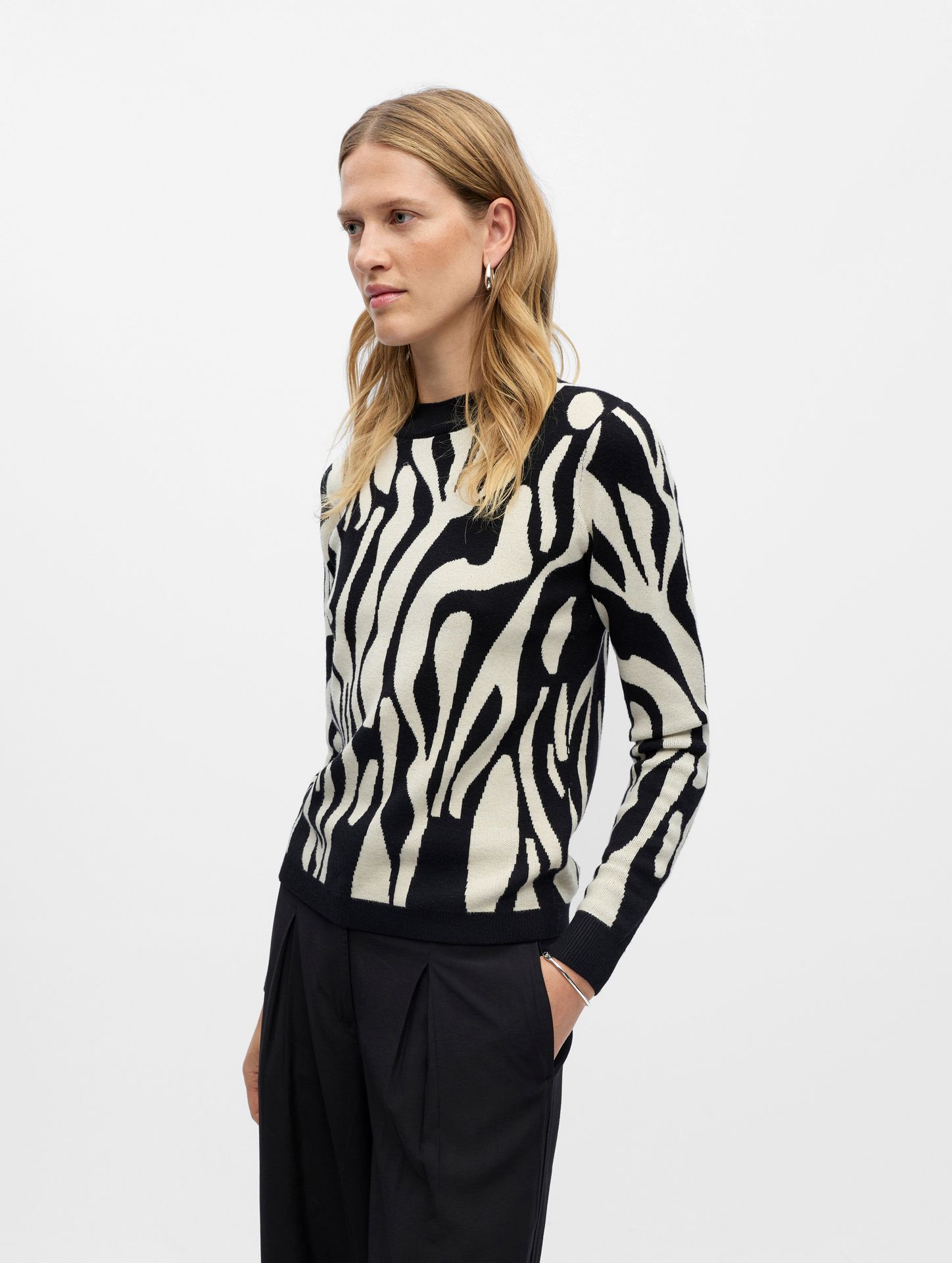 Object OBJRAY L/S  KNIT PULLOVER AOP NOOS Black/Sandshell abstract 2900159670018