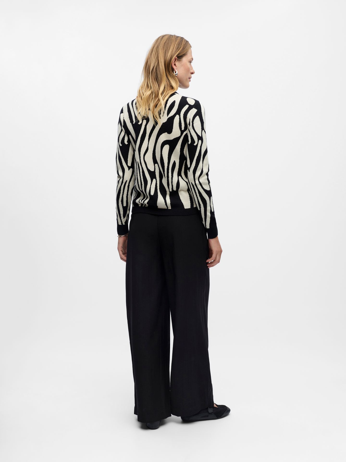 Object OBJRAY L/S  KNIT PULLOVER AOP NOOS Black/Sandshell abstract 2900159670018