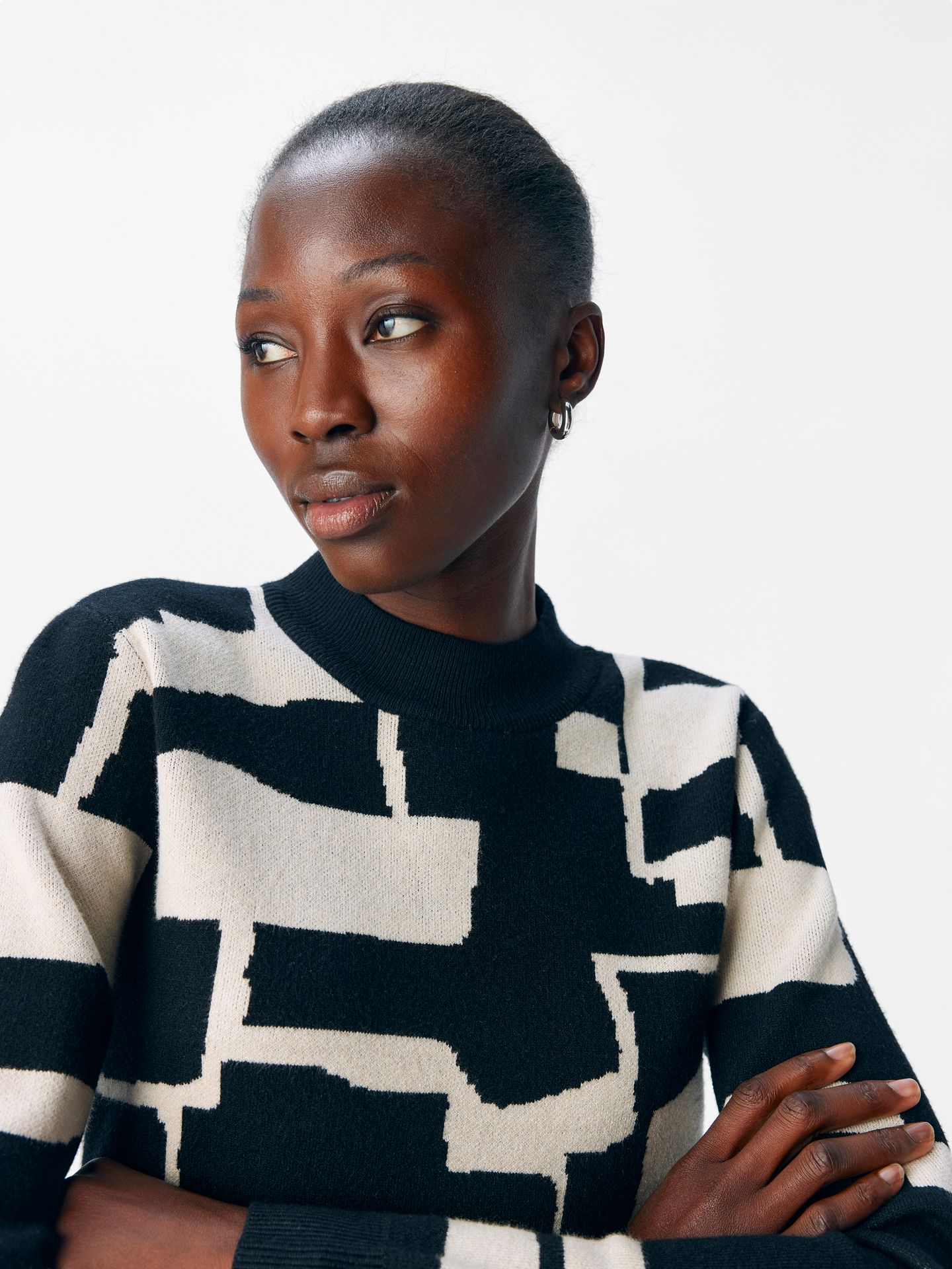 Object OBJRAY L/S  KNIT PULLOVER AOP NOOS Black/Sandshell graphic blocking 2900159671015