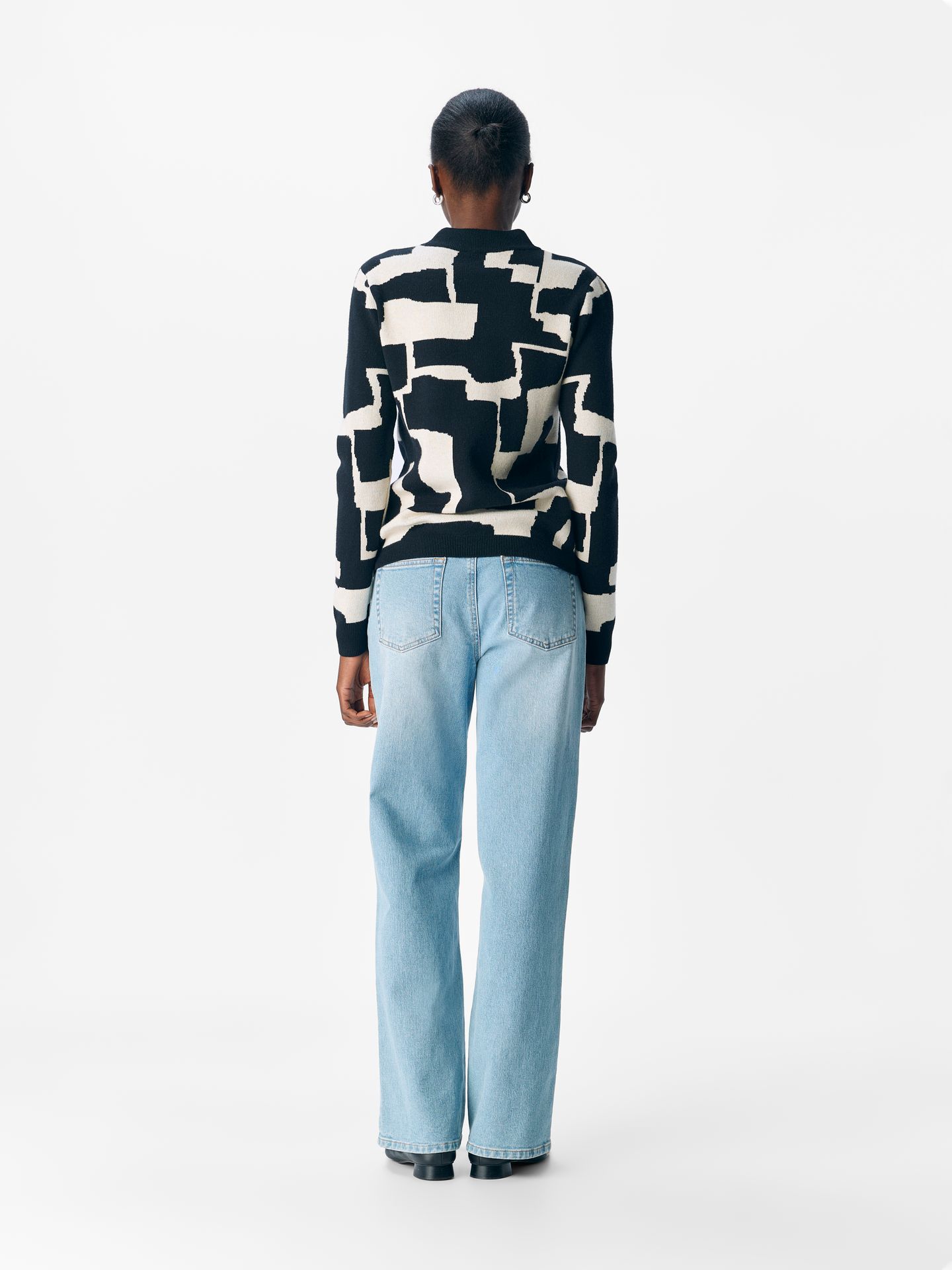 Object OBJRAY L/S  KNIT PULLOVER AOP NOOS Black/Sandshell graphic blocking 2900159671015