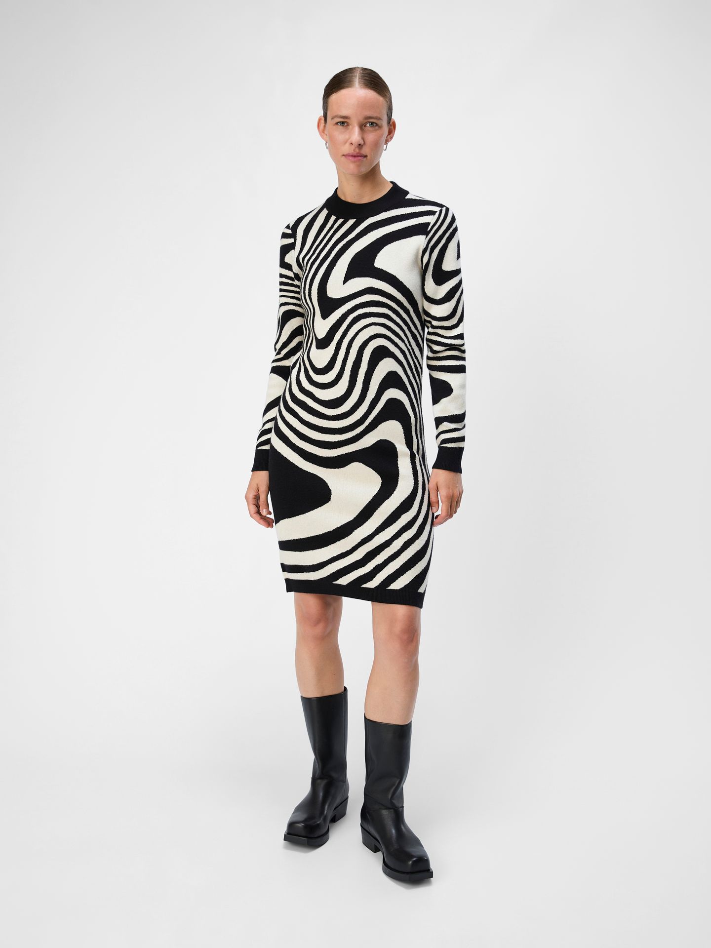OBJECT OBJRAY L/S  KNIT DRESS AOP NOOS Black/Sandshell zebra 2900151083038