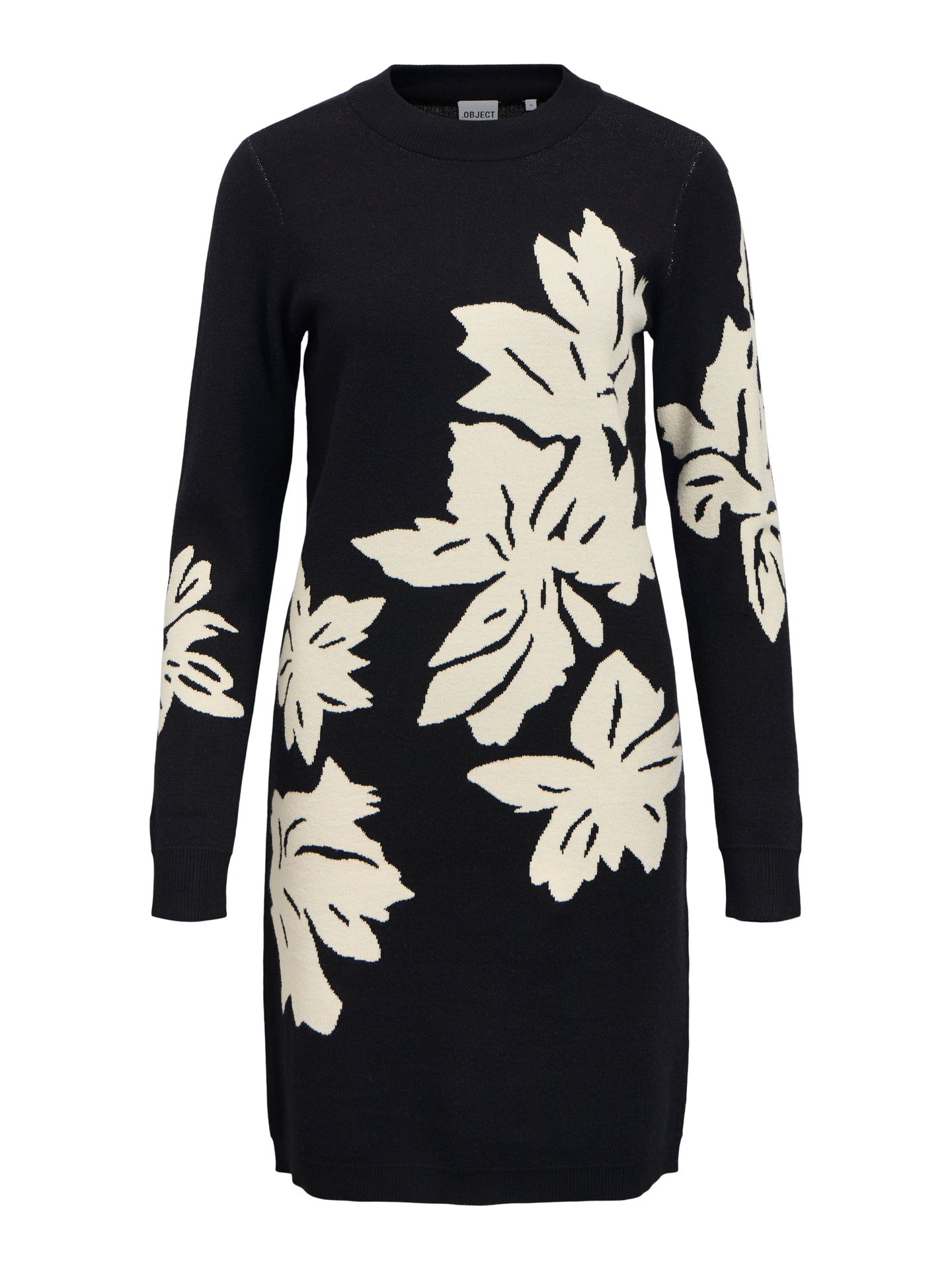 Object OBJRAY L/S  KNIT DRESS AOP NOOS Black/Sandshell big flower 00102481-EKA22000400000244