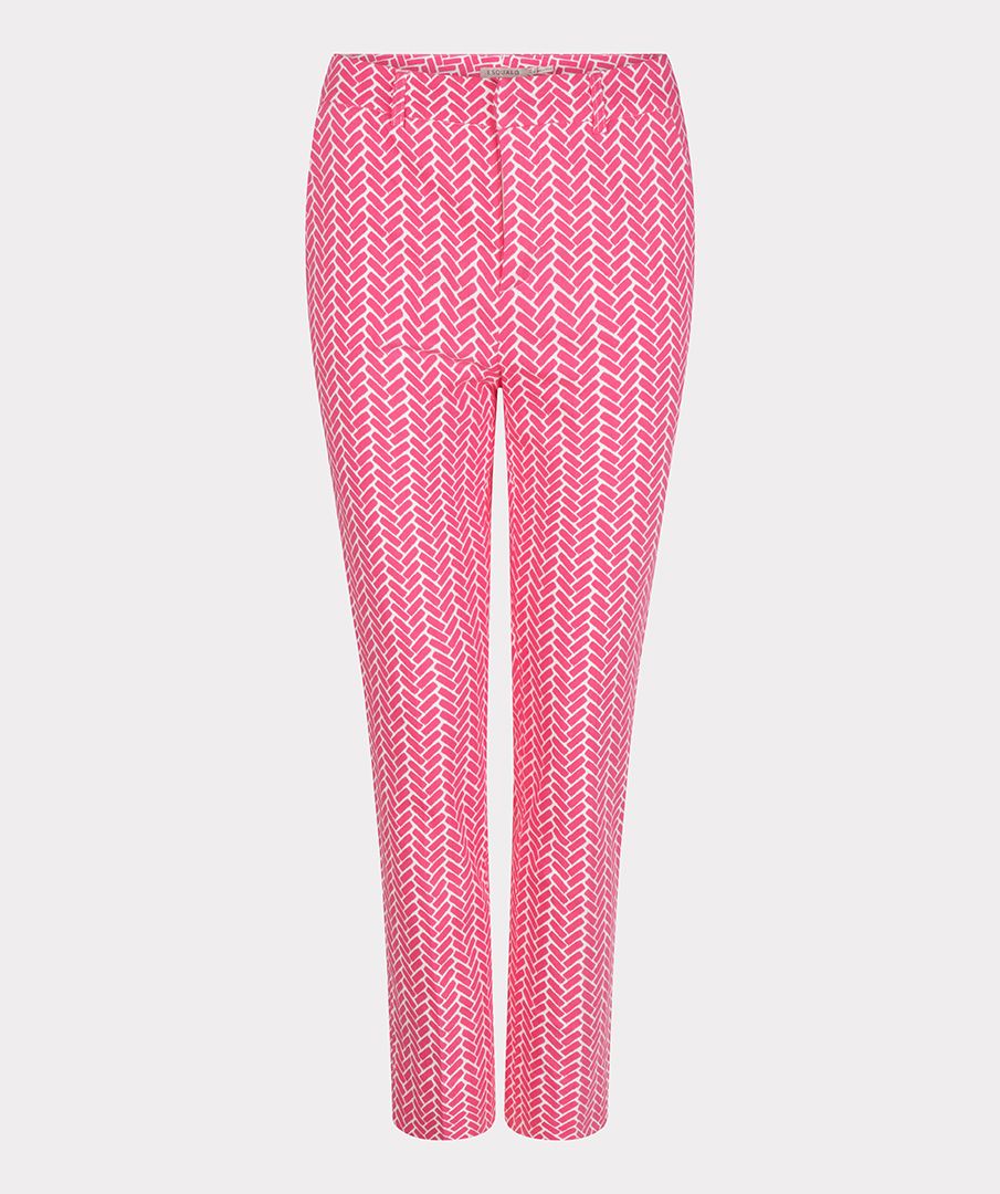 Esqualo Trousers chino stretch block print 520 pink 00102731-EKA26009300000008
