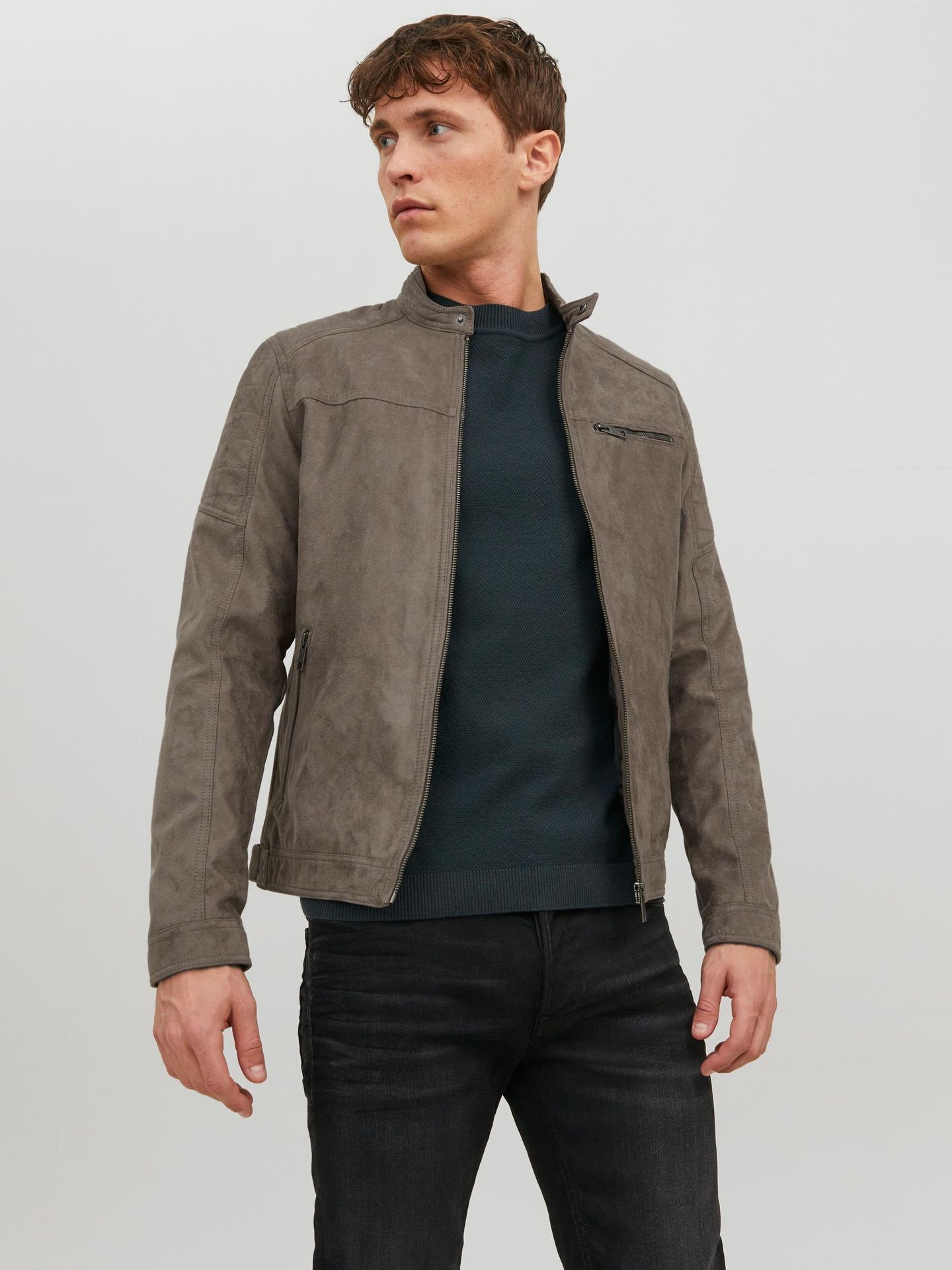 Jack & Jones JJEROCKY JACKET NOOS Falcon/Fake suede 00102751-EKA26011400001237