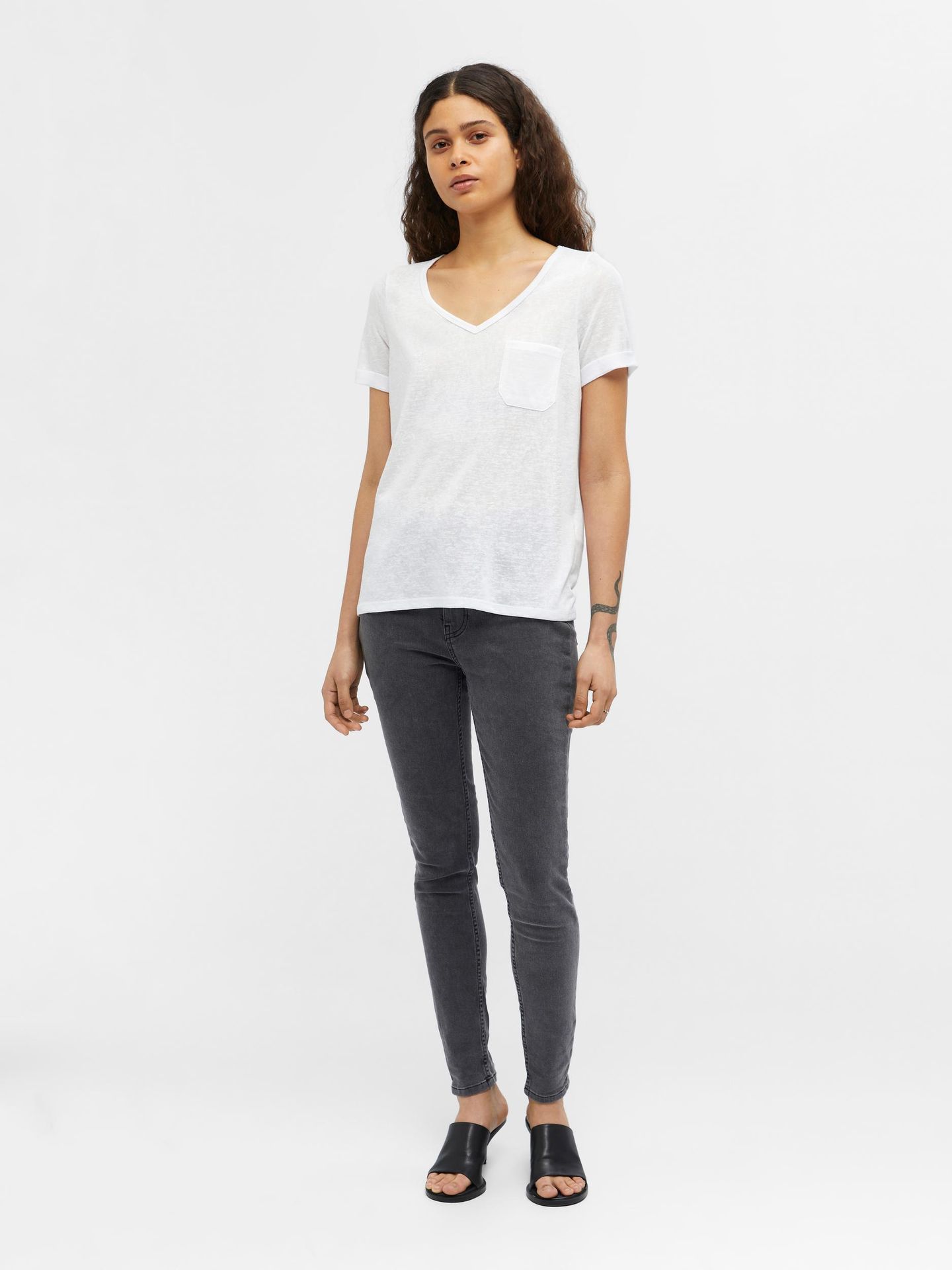 Object OBJTESSI SLUB S/S V-NECK NOOS White 2900136756032