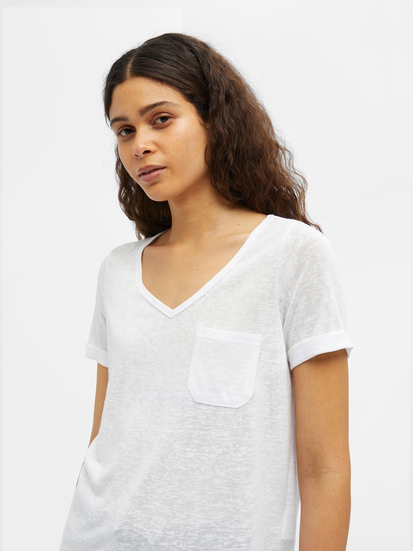 Object OBJTESSI SLUB S/S V-NECK NOOS White 2900136756032
