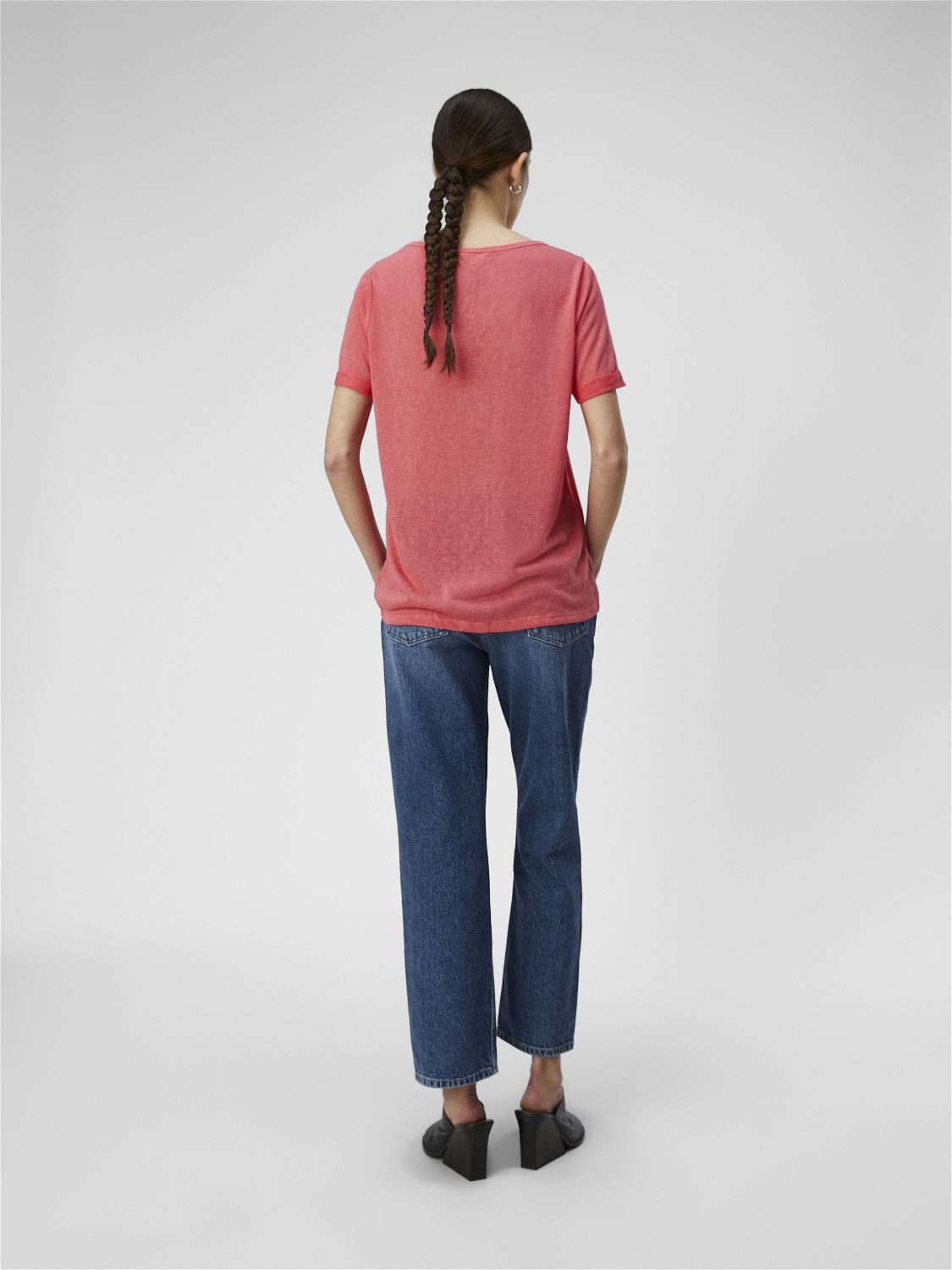 Object OBJTESSI SLUB S/S V-NECK NOOS Paradise Pink/Col 2900147139015