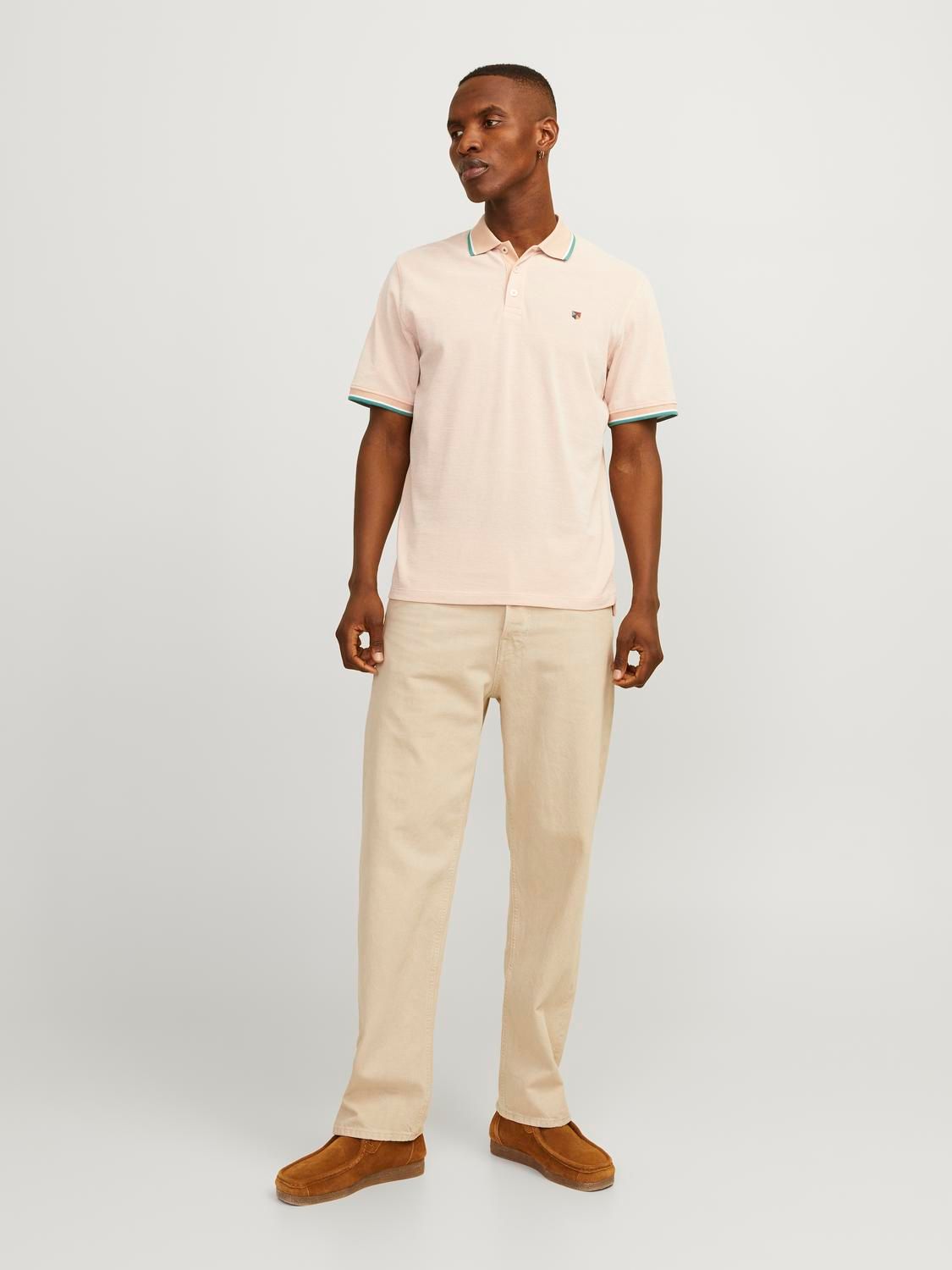 Jack & Jones JPRBLUWIN POLO SS NOOS Peach Nougat/REG. W. WHITE 2900148199032