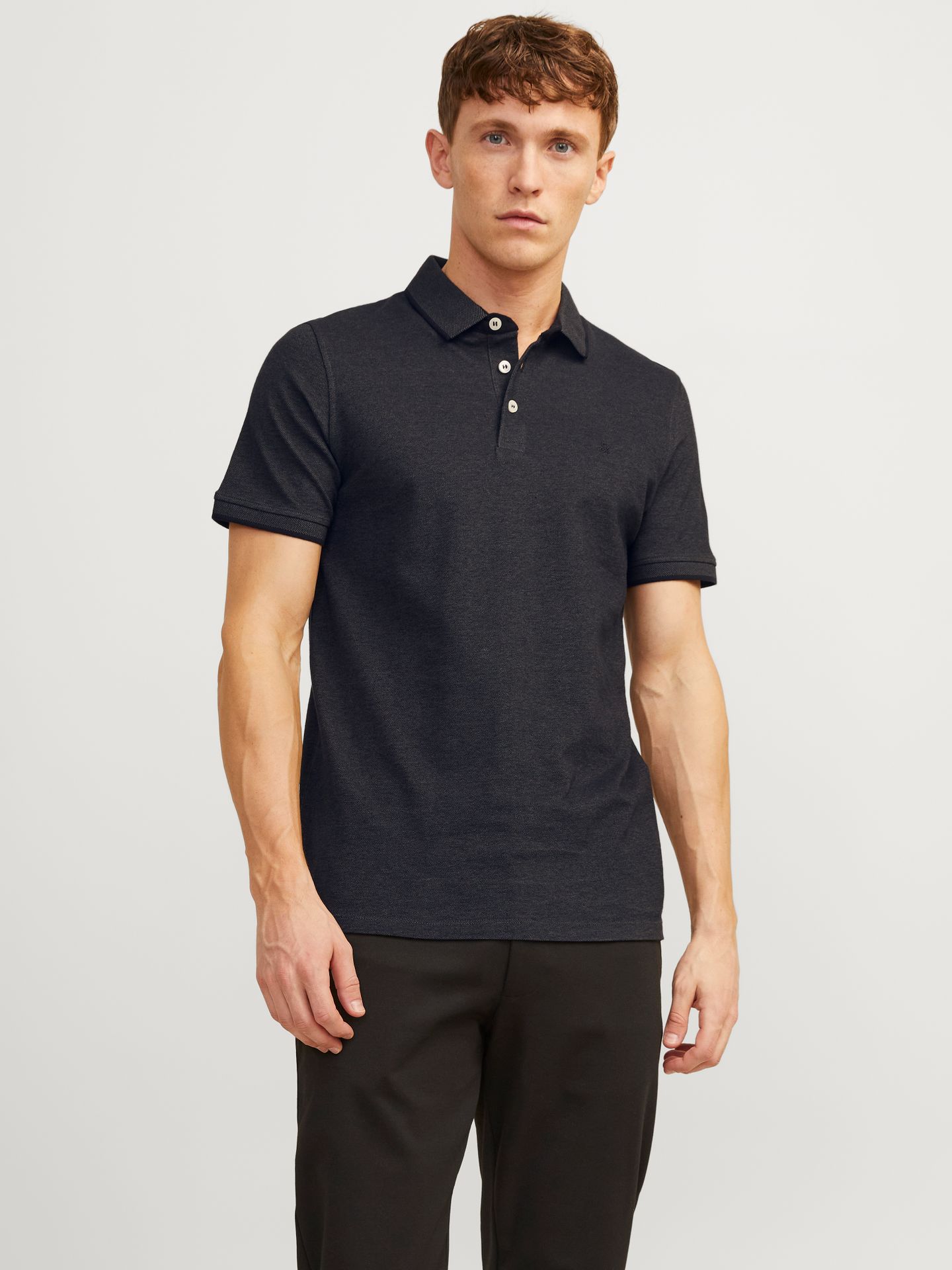 Jack & Jones JJEPAULOS POLO SS NOOS Dark Grey Melange/COMFORT FIT 2900167811014