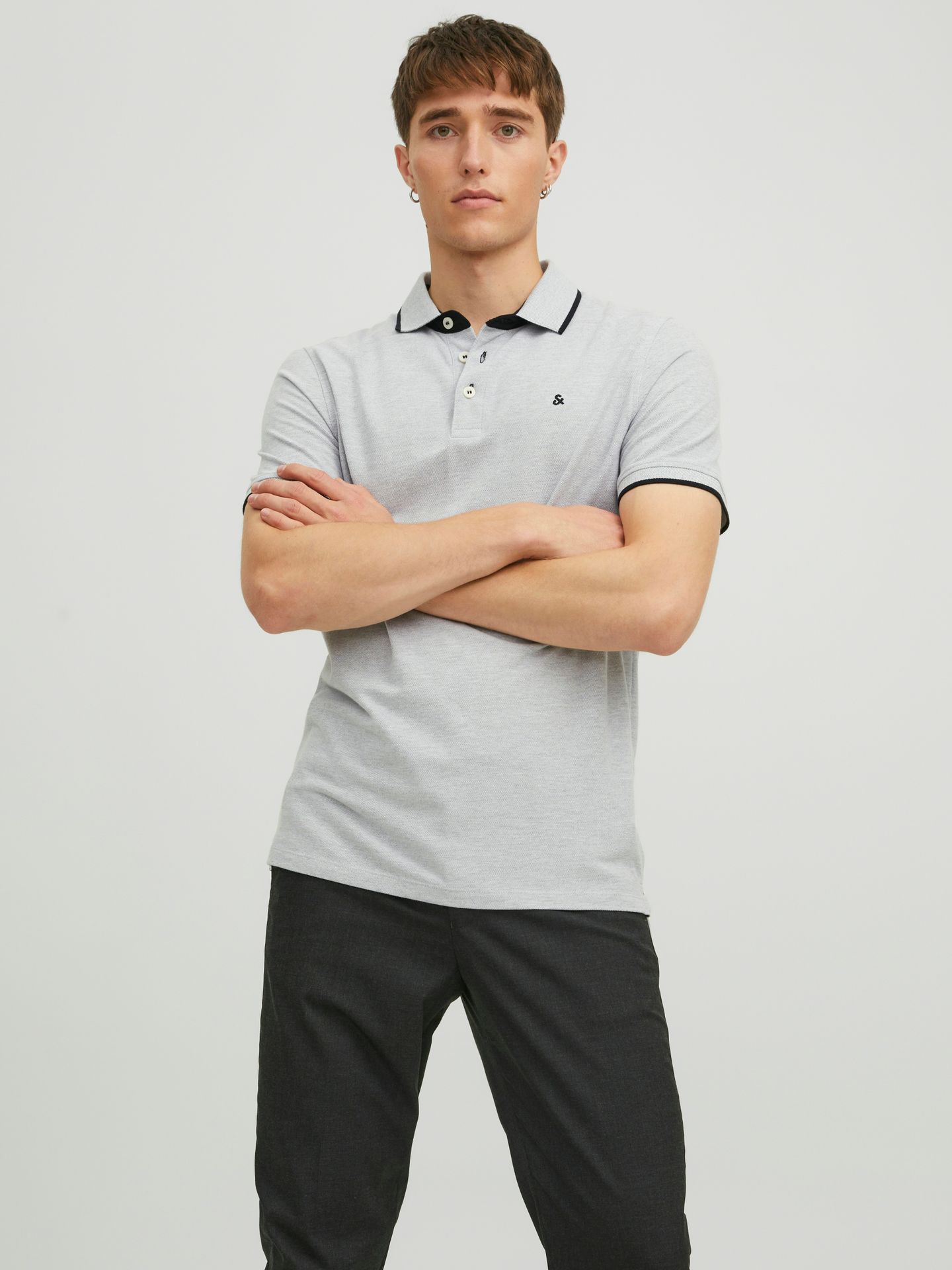 Jack & Jones JJEPAULOS POLO SS NOOS Light Grey Melange/SWEAT FIT/MELANG 2900168171018