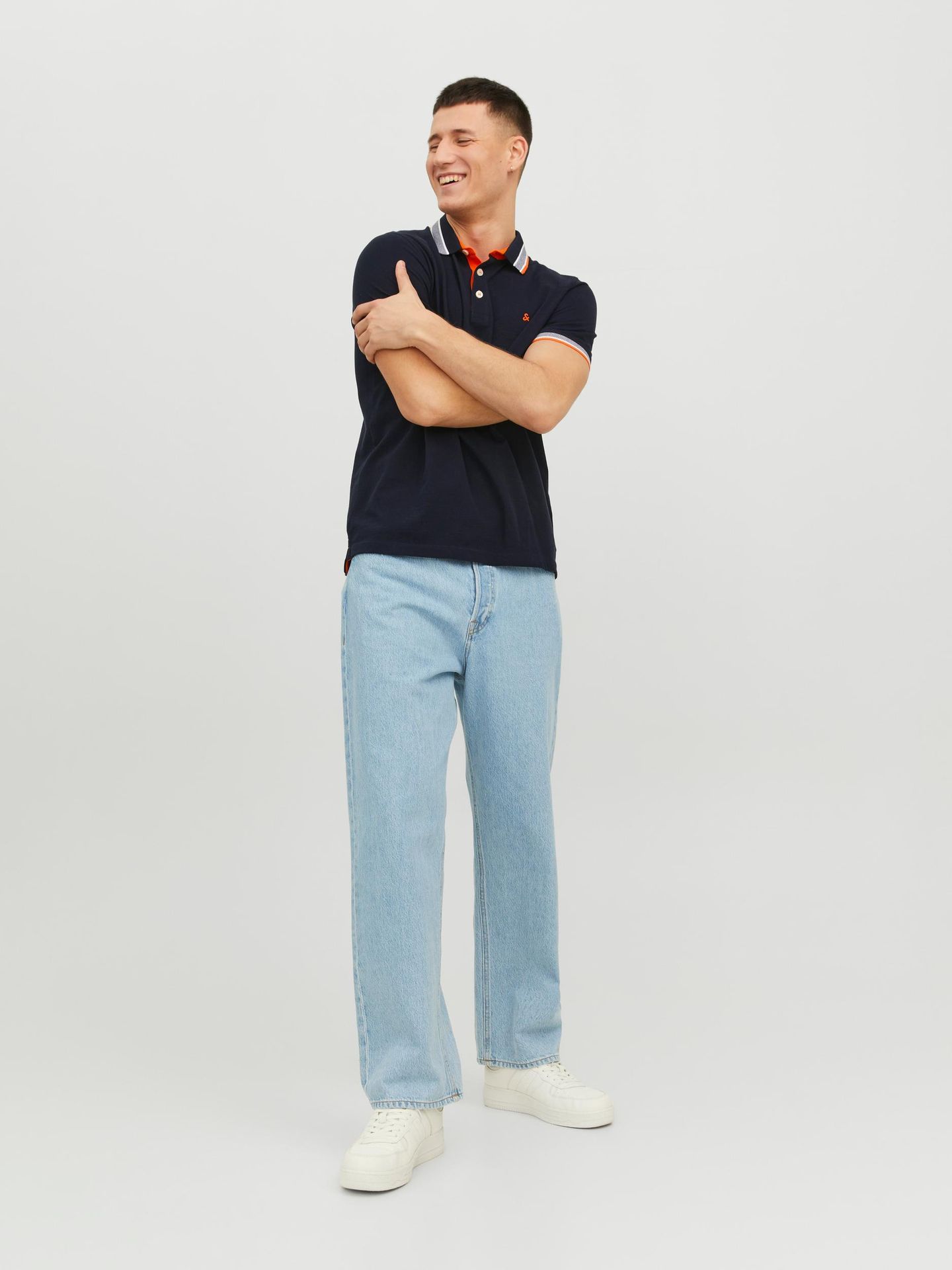 Jack & Jones JJEPAULOS POLO SS NOOS Black Navy/NEON 2900140900018
