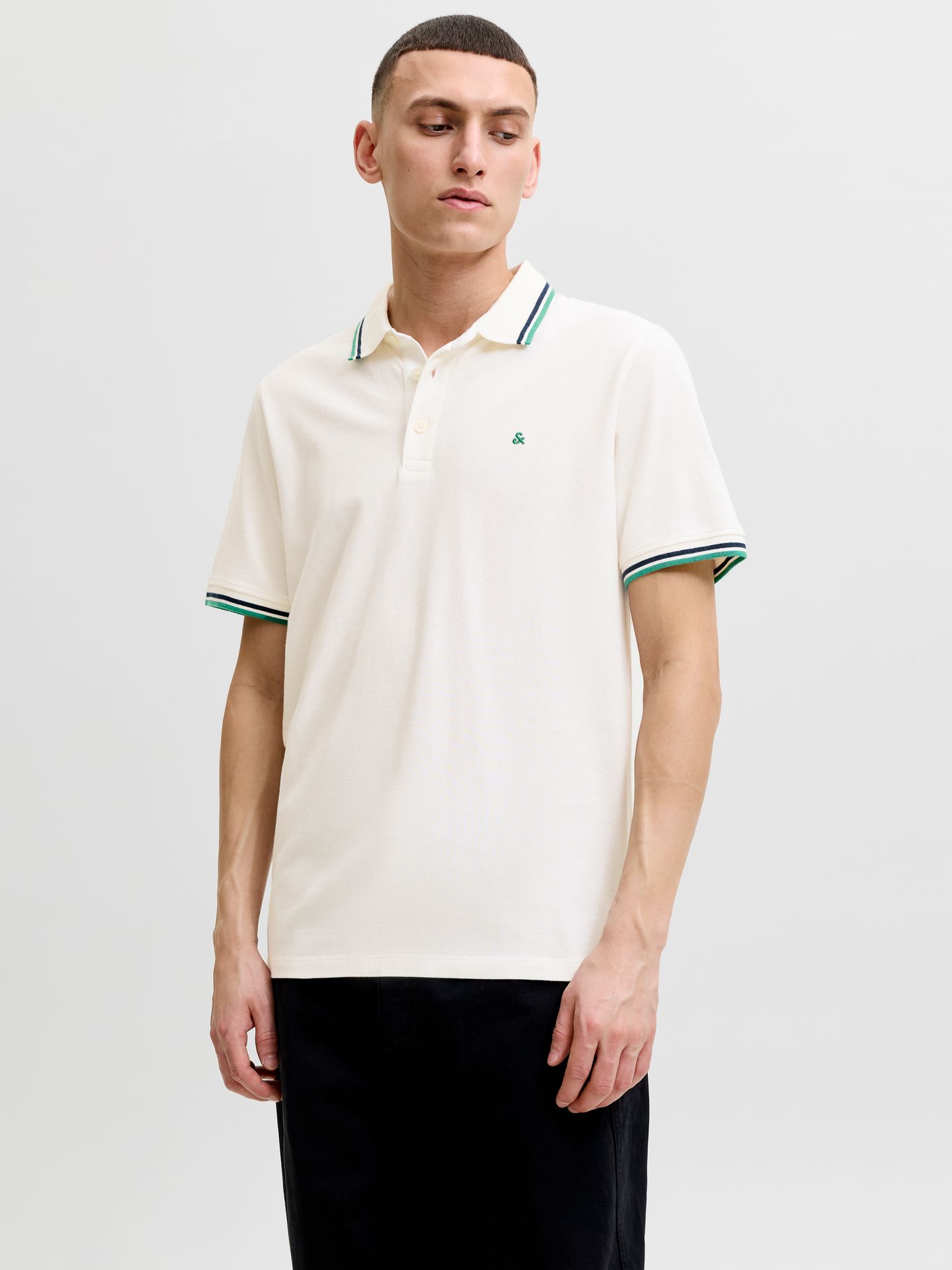 Jack & Jones JJEPAULOS POLO SS NOOS Cloud Dancer/PLAY 1/Verdant Green 2900167816040