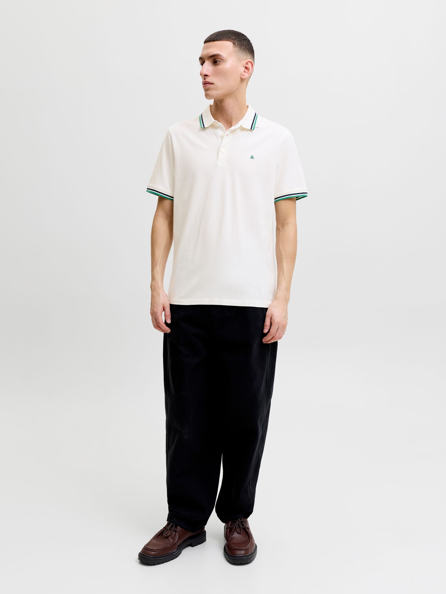 Jack & Jones JJEPAULOS POLO SS NOOS Cloud Dancer/PLAY 1/Verdant Green 2900167816040