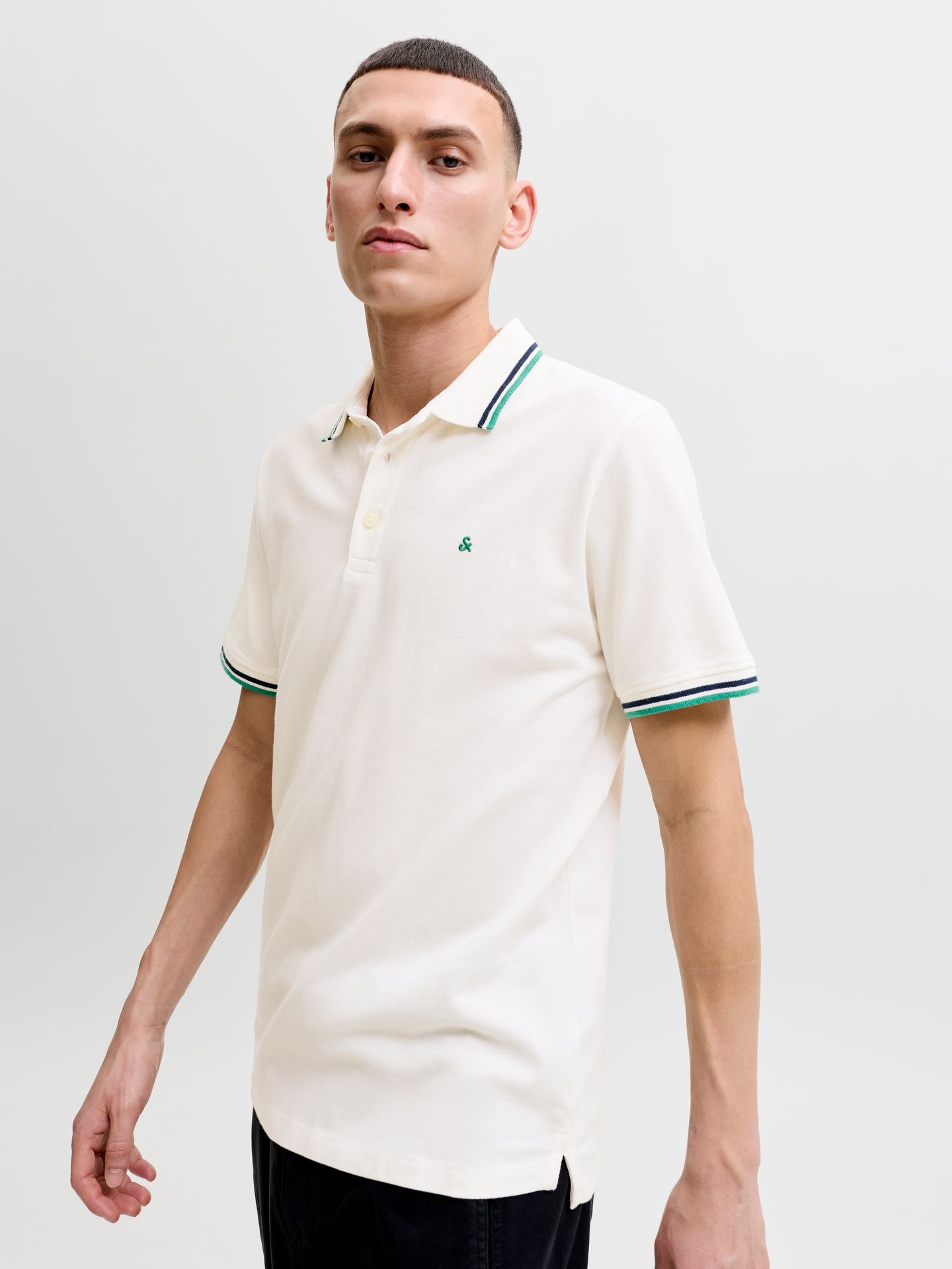 Jack & Jones JJEPAULOS POLO SS NOOS Cloud Dancer/PLAY 1/Verdant Green 2900167816040