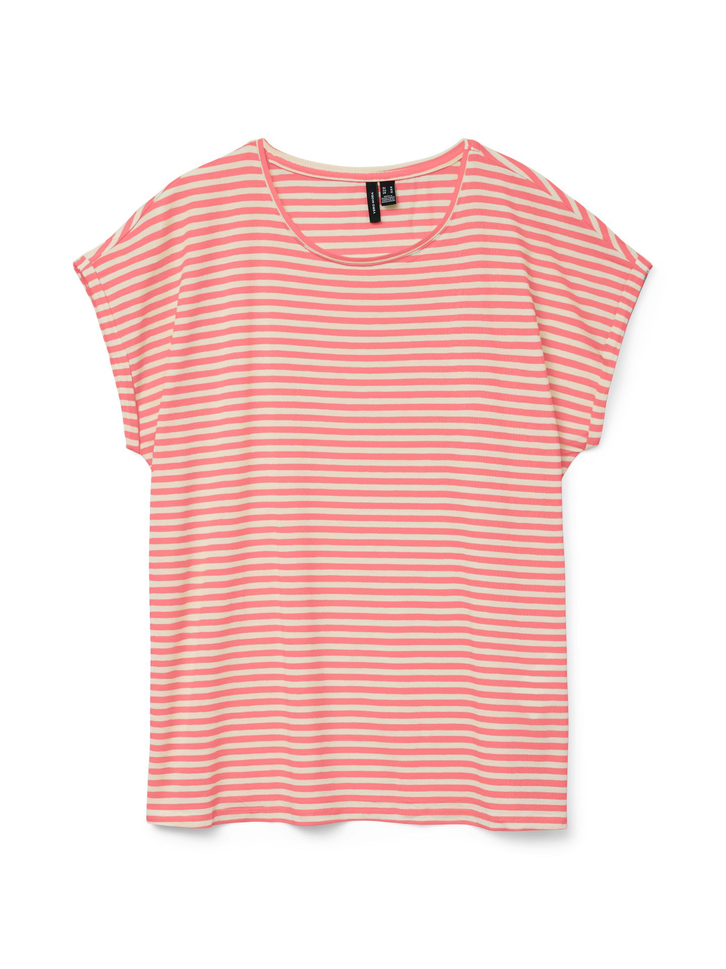 Vero Moda VMAVA PLAIN SS TOP STRIPE GA JRS  N Coral Paradise/PRISTINE 00102839-EKA26011400003293