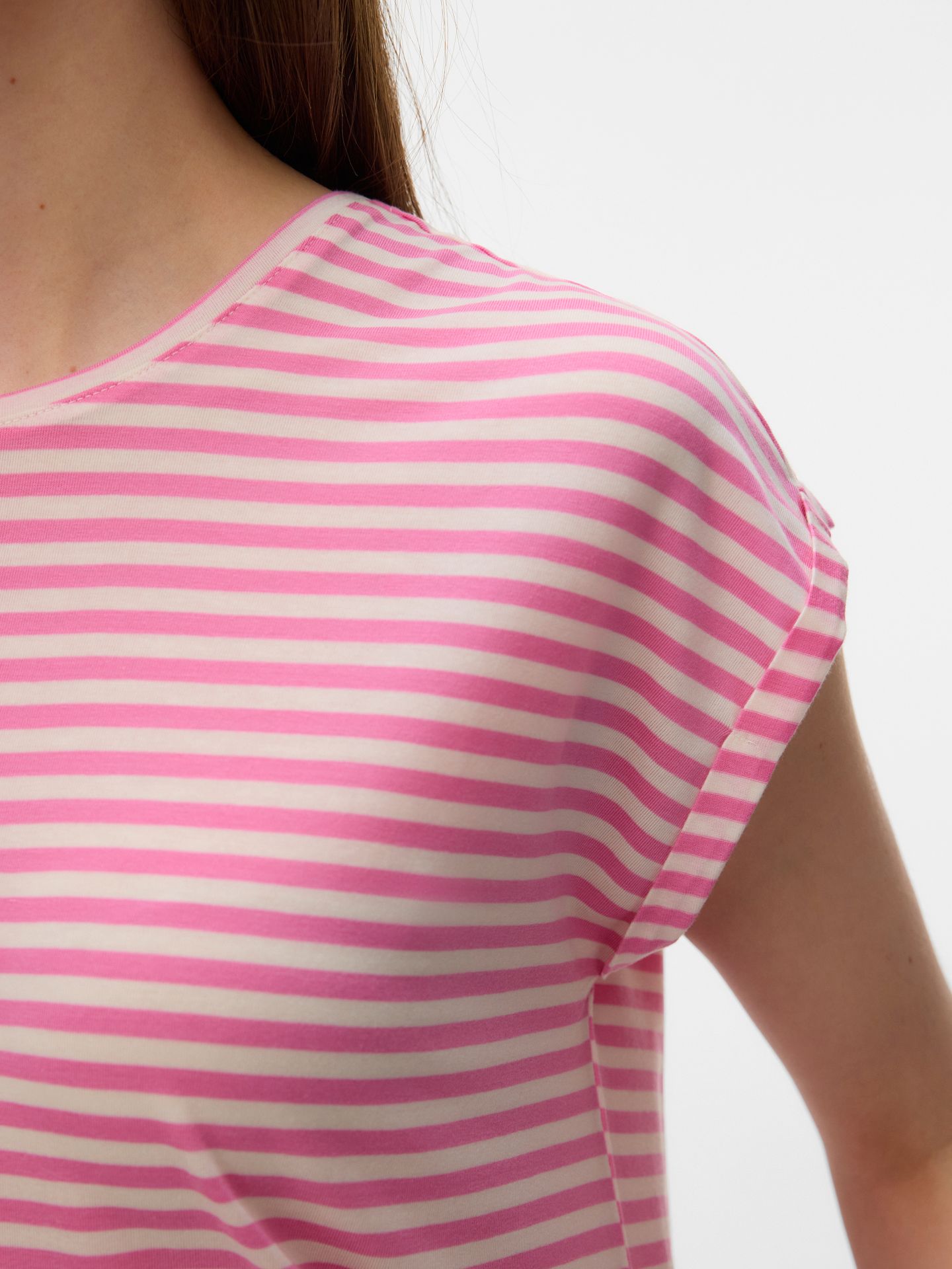 Vero Moda VMAVA PLAIN SS TOP STRIPE GA JRS  N Pink Cosmos/PRISTINE 2900164293059