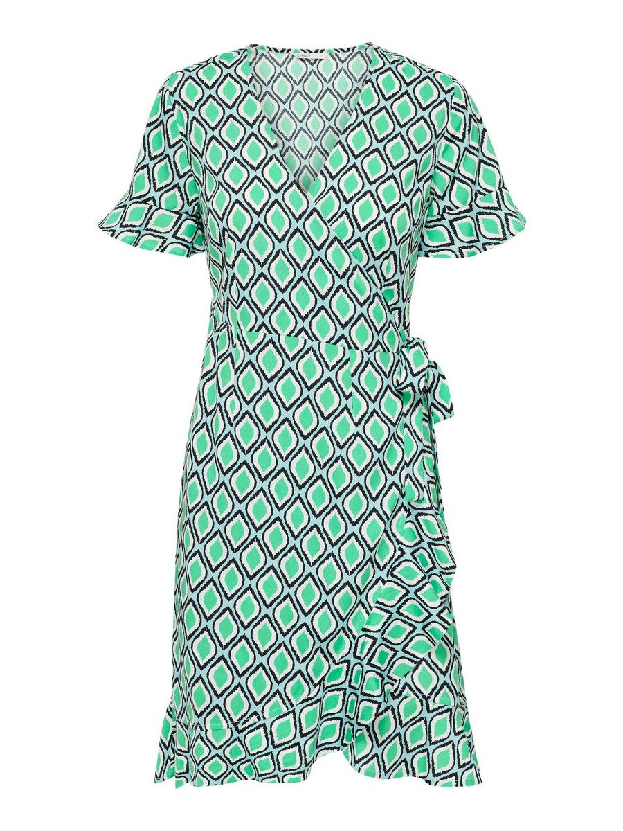 Only ONLOLIVIA S/S WRAP DRESS WVN NOOS Cloud Dancer/PALLY GRAFIC 00102855-EKA26011400001646