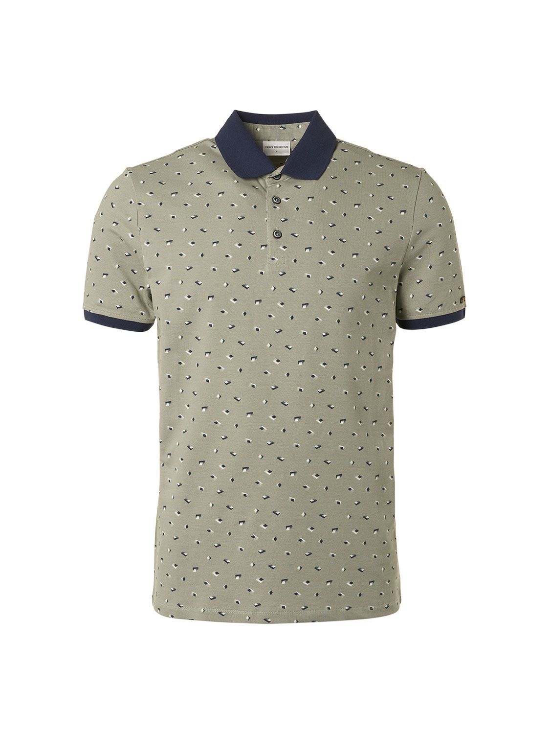 No Excess Polo Pique Allover Printed Stretch Smoke Green 155 00102871-EKA14000100000053