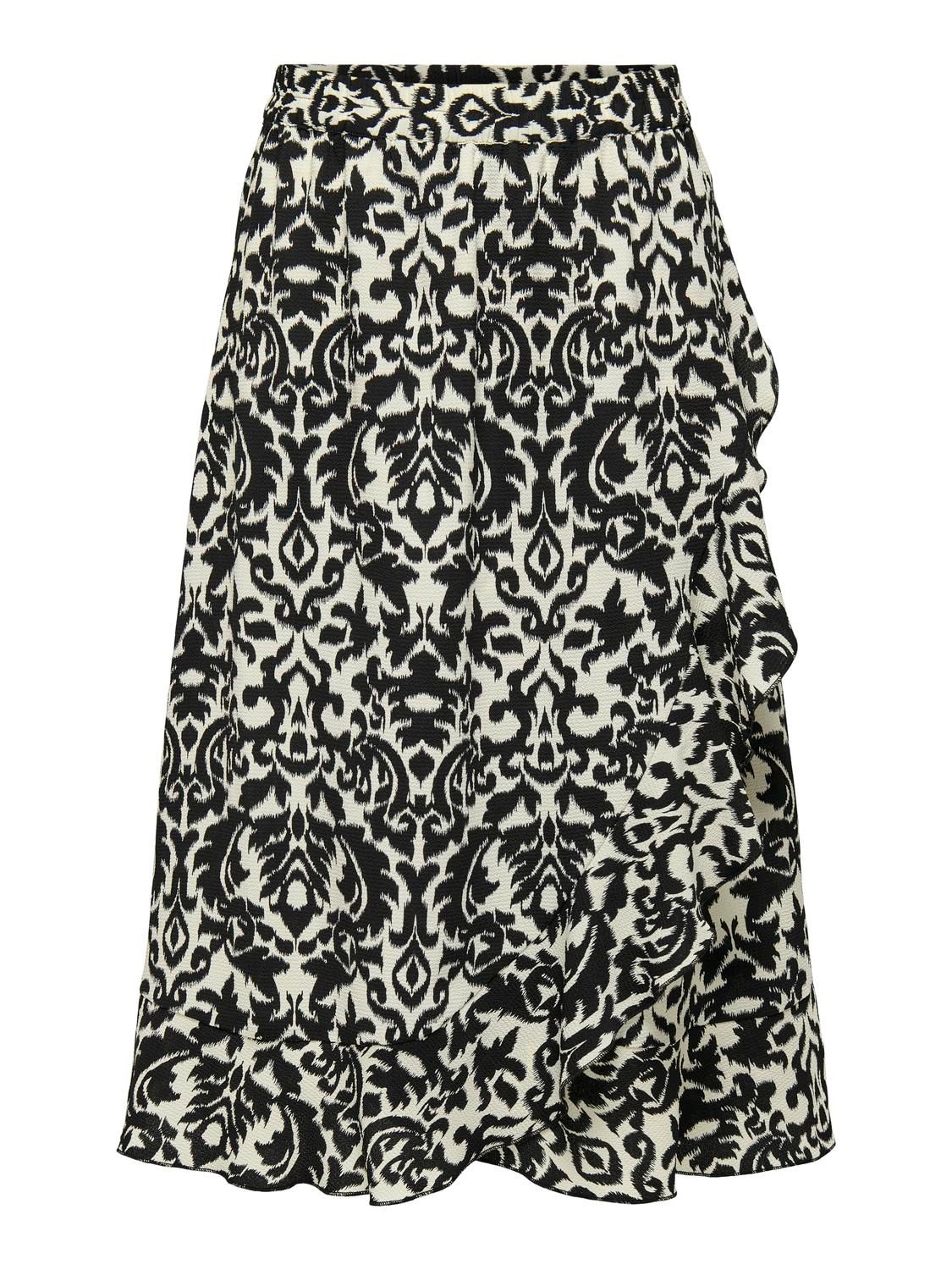 Only ONLCARLY FLOUNCE LONG SKIRT WVN NOO Black/ISA WHITE GRAPHIC PRINT 2900148043052